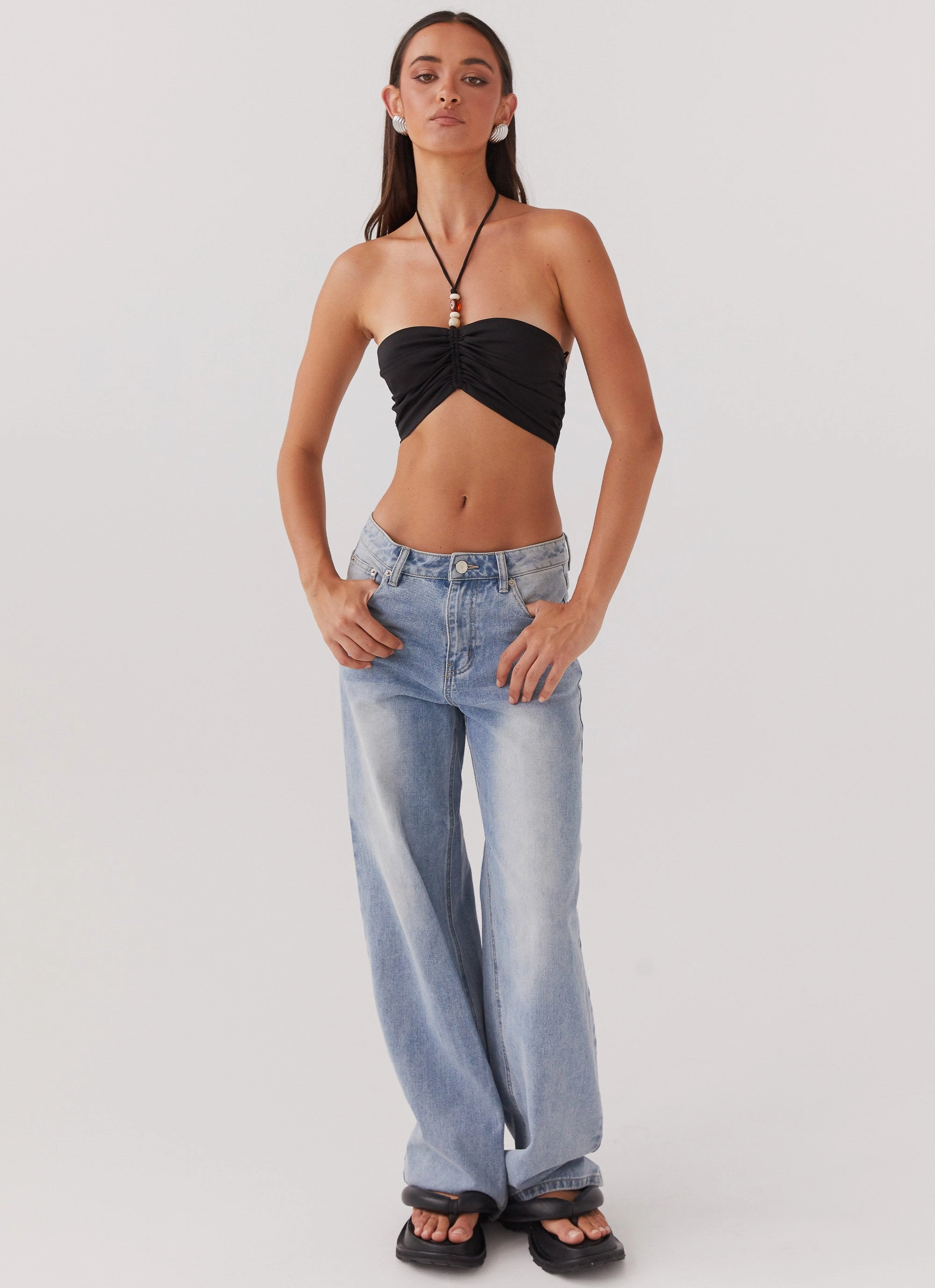 Greta Beaded Top - Black Breathable Tank
