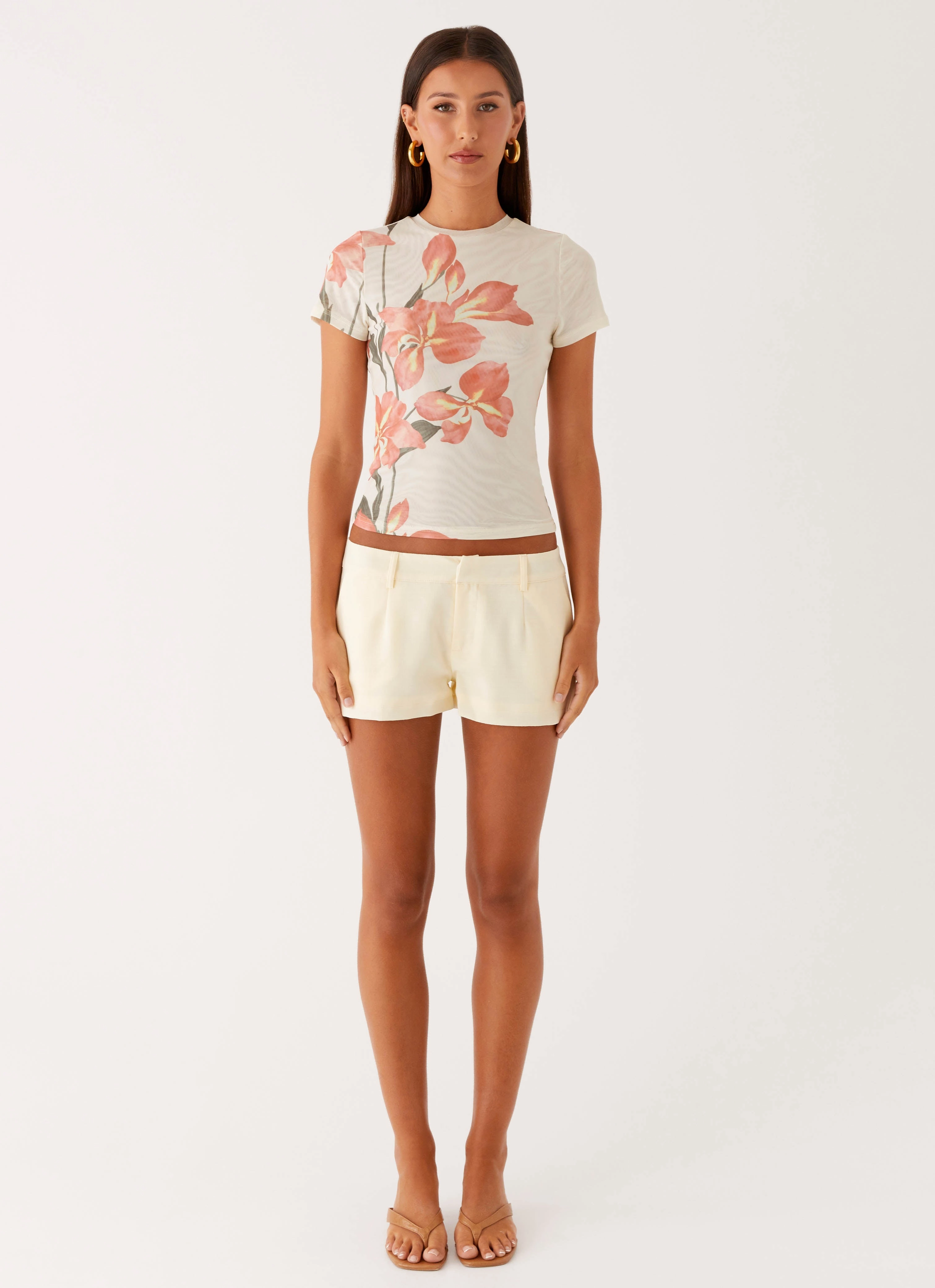 Late Night Mesh Baby Tee - Siena Floral HygienicCoating