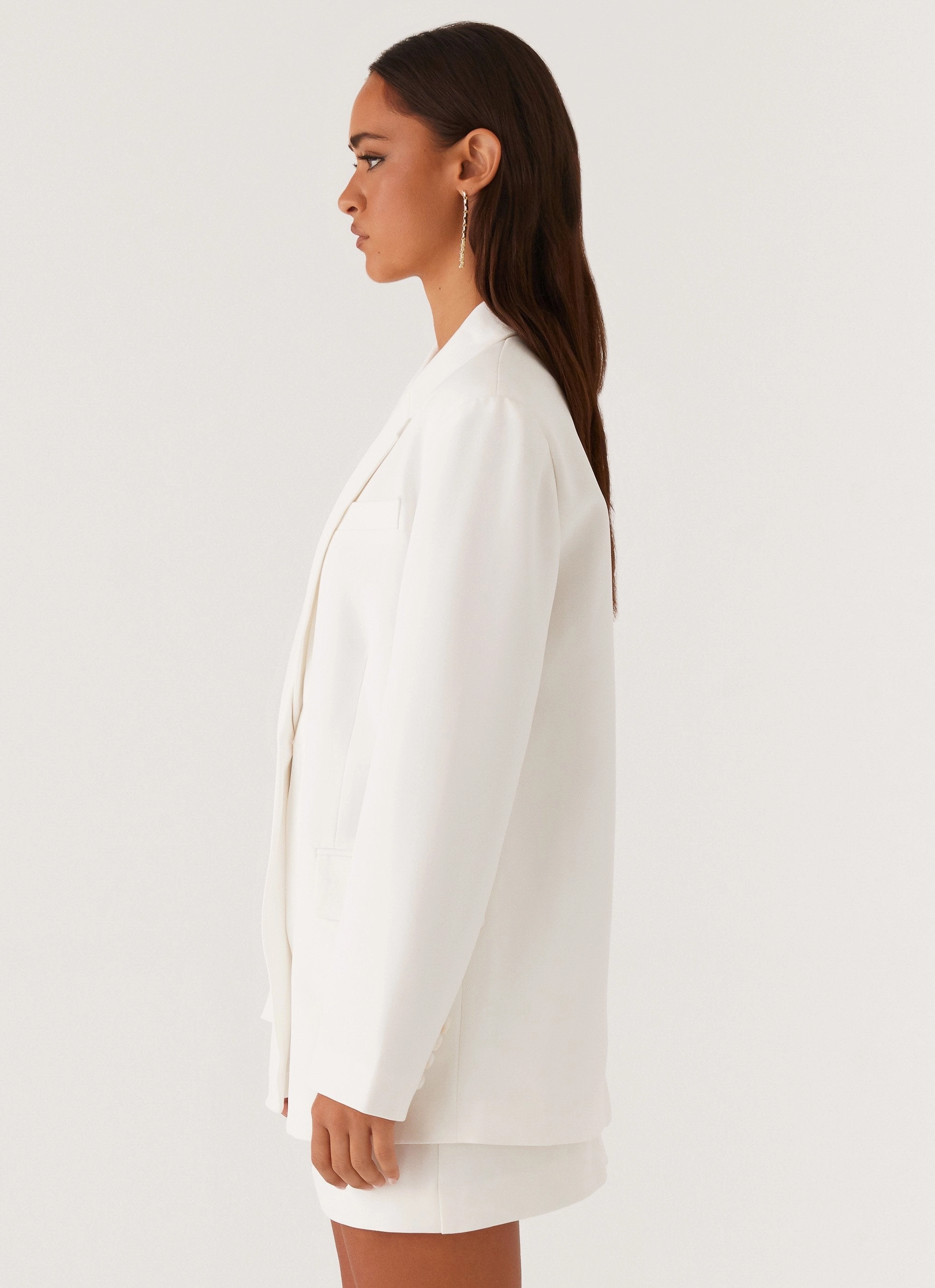Laser Cut Vents WrinkleFreeFinish Concrete Jungle Oversized Blazer - Off White