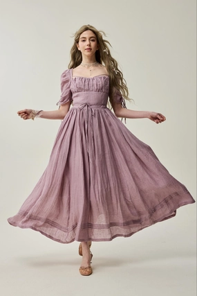 Quick Access Pockets Fitted Style Monette 27 | Corset Linen Dress