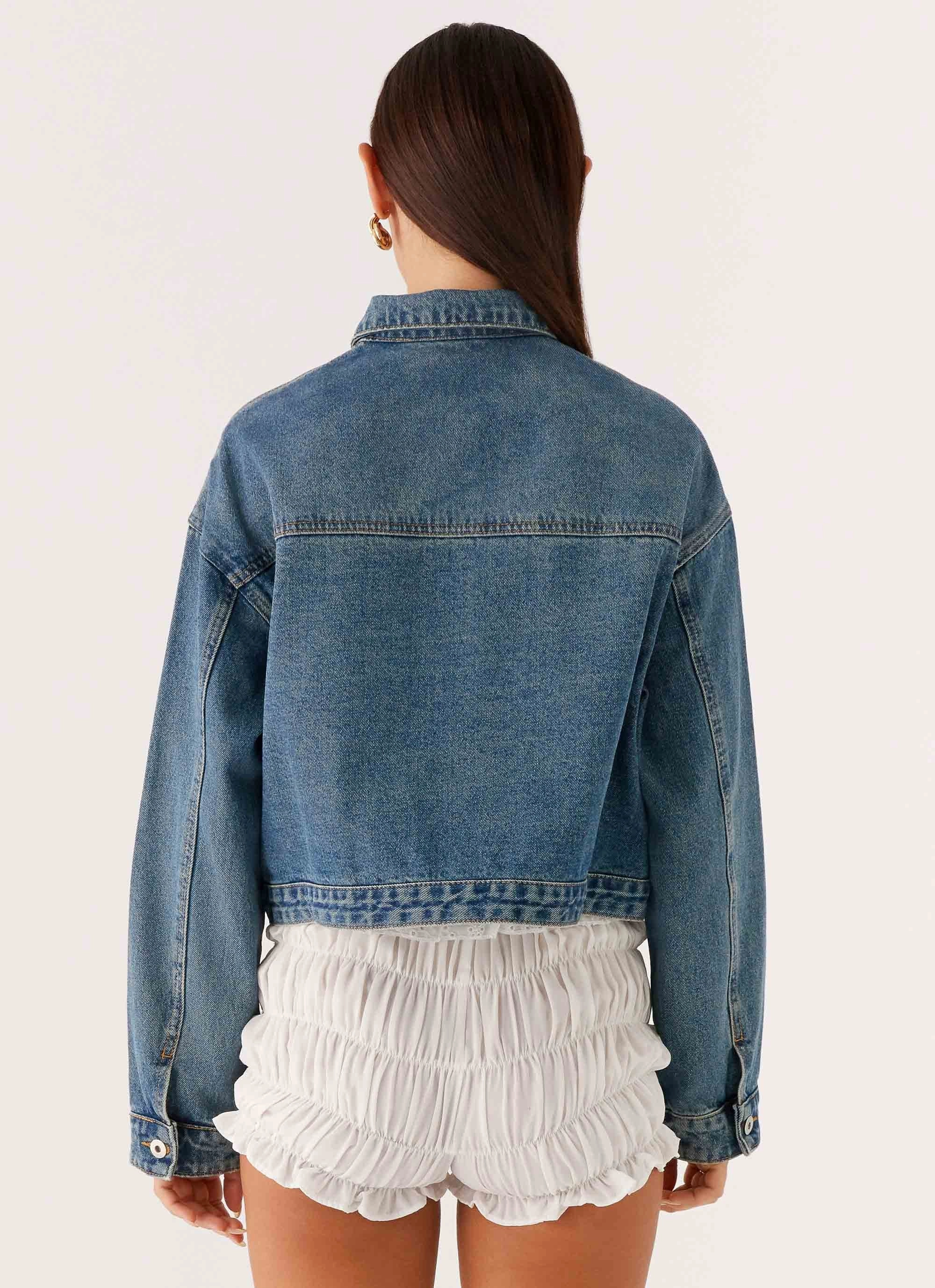 Magnetic Fasteners Kristy Oversized Denim Jacket - Blue