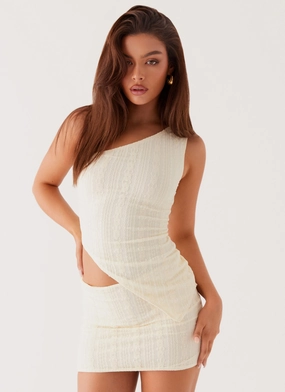 Classic Zip Up Easy On The Heart One Shoulder Top - Ivory