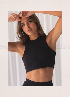 Spencer Organic Cotton Rib Tank - Black Two Tone Design