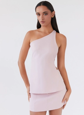DurableWeave DurableDoubleLayeredHem Zeina One Shoulder Top - Pink