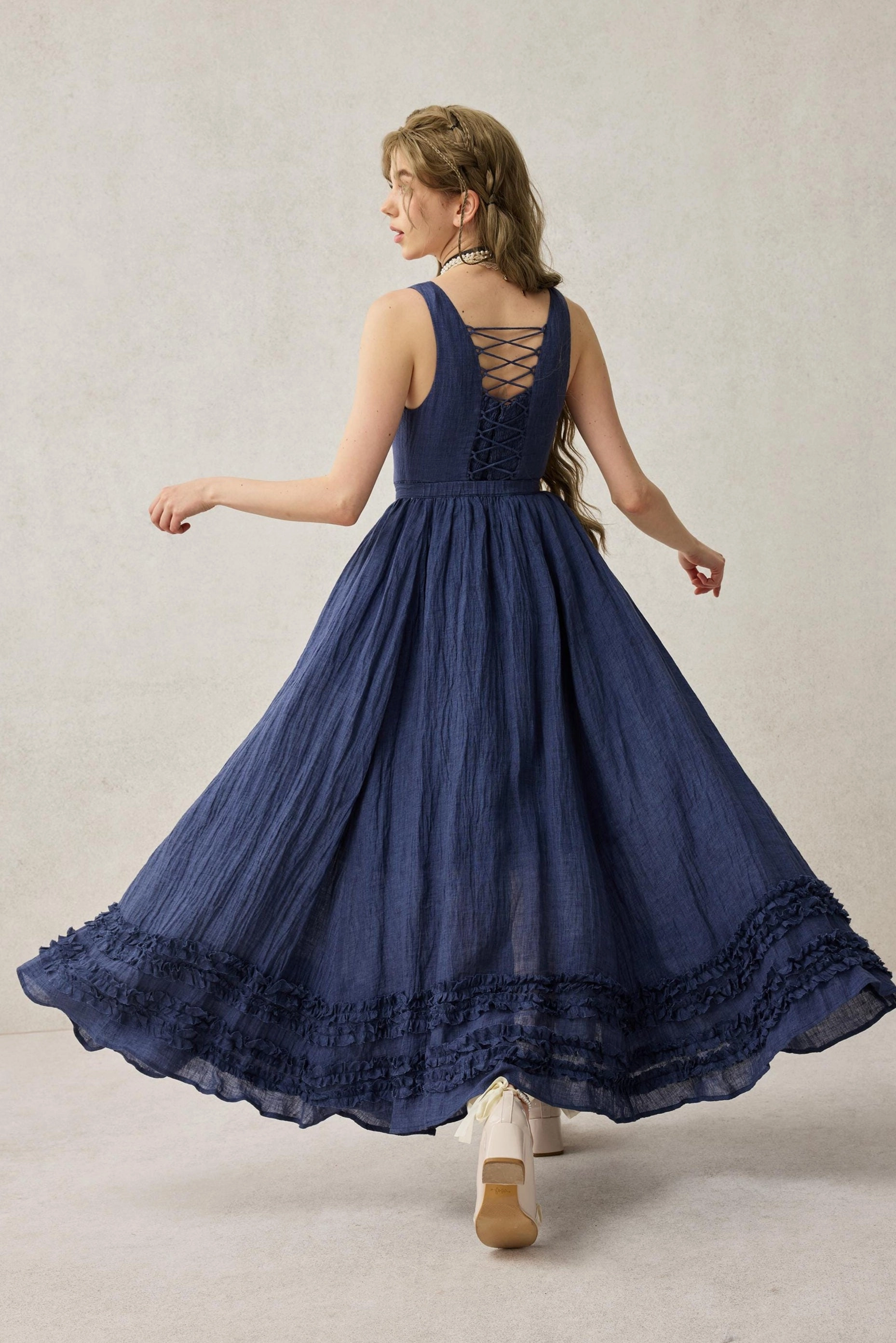 Water Repellent Coating DurableReinforcedMaterial Wearable Poetry 17 | Ruffled linen dress & skirt ??2 pieces)