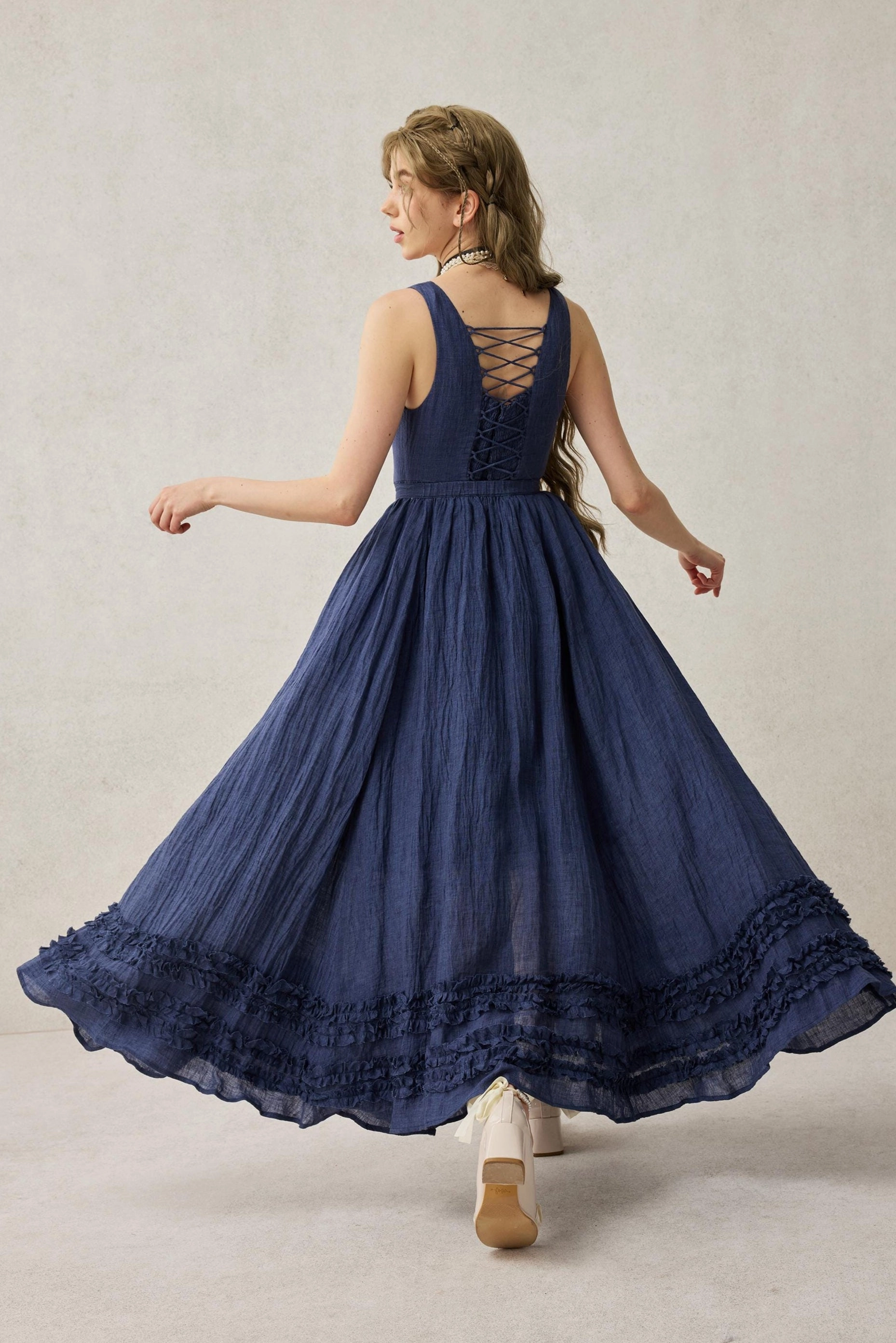 Active Design Comfort Layer Wearable Poetry 17 | Ruffled linen dress & skirt ??2 pieces)
