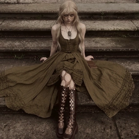 Wearable Poetry 17 | Ruffled linen dress & skirt ??2 pieces) Stain Repellent Coating