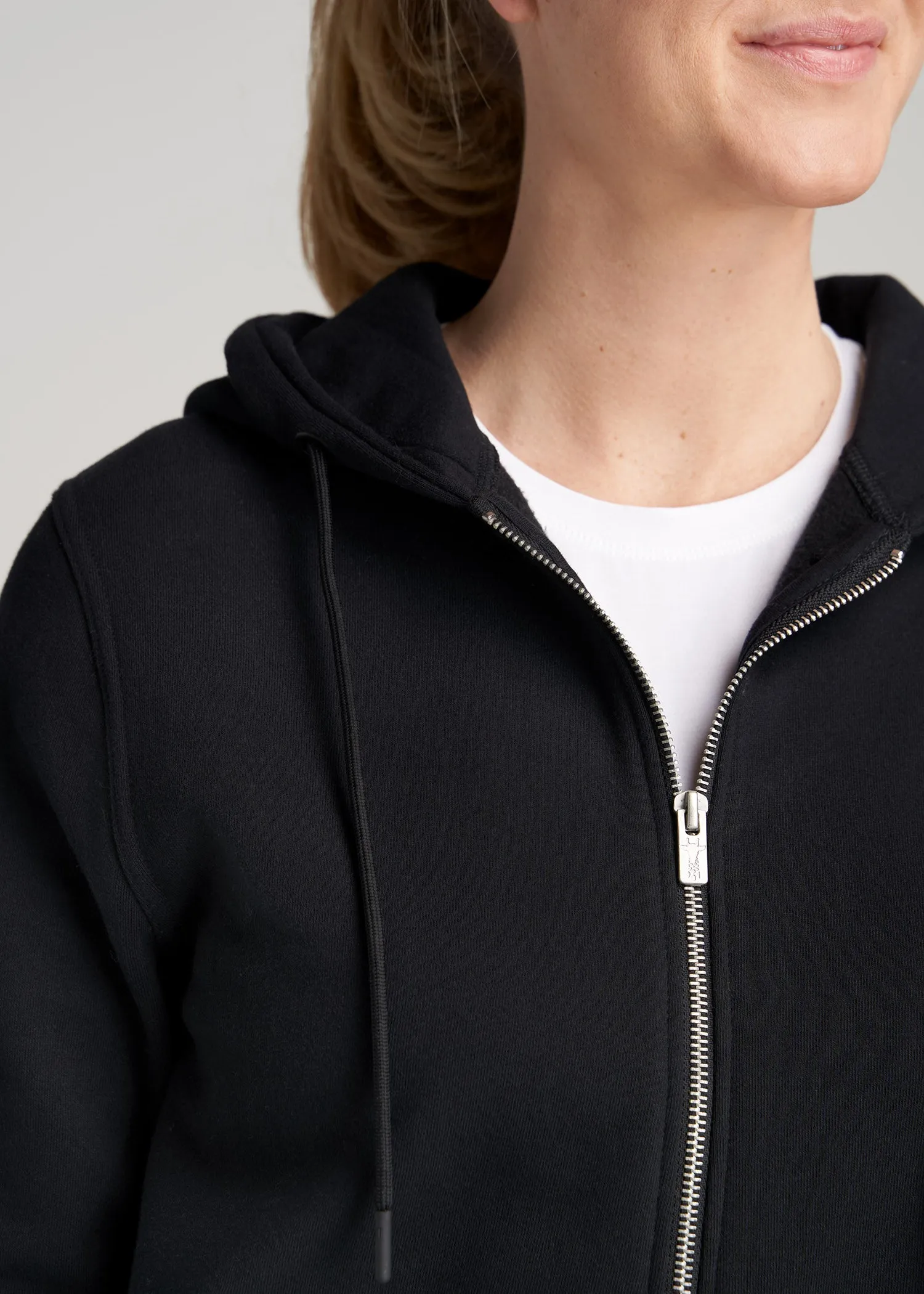 Wearever Fleece Full-Zip Women's Tall Hoodie in Black