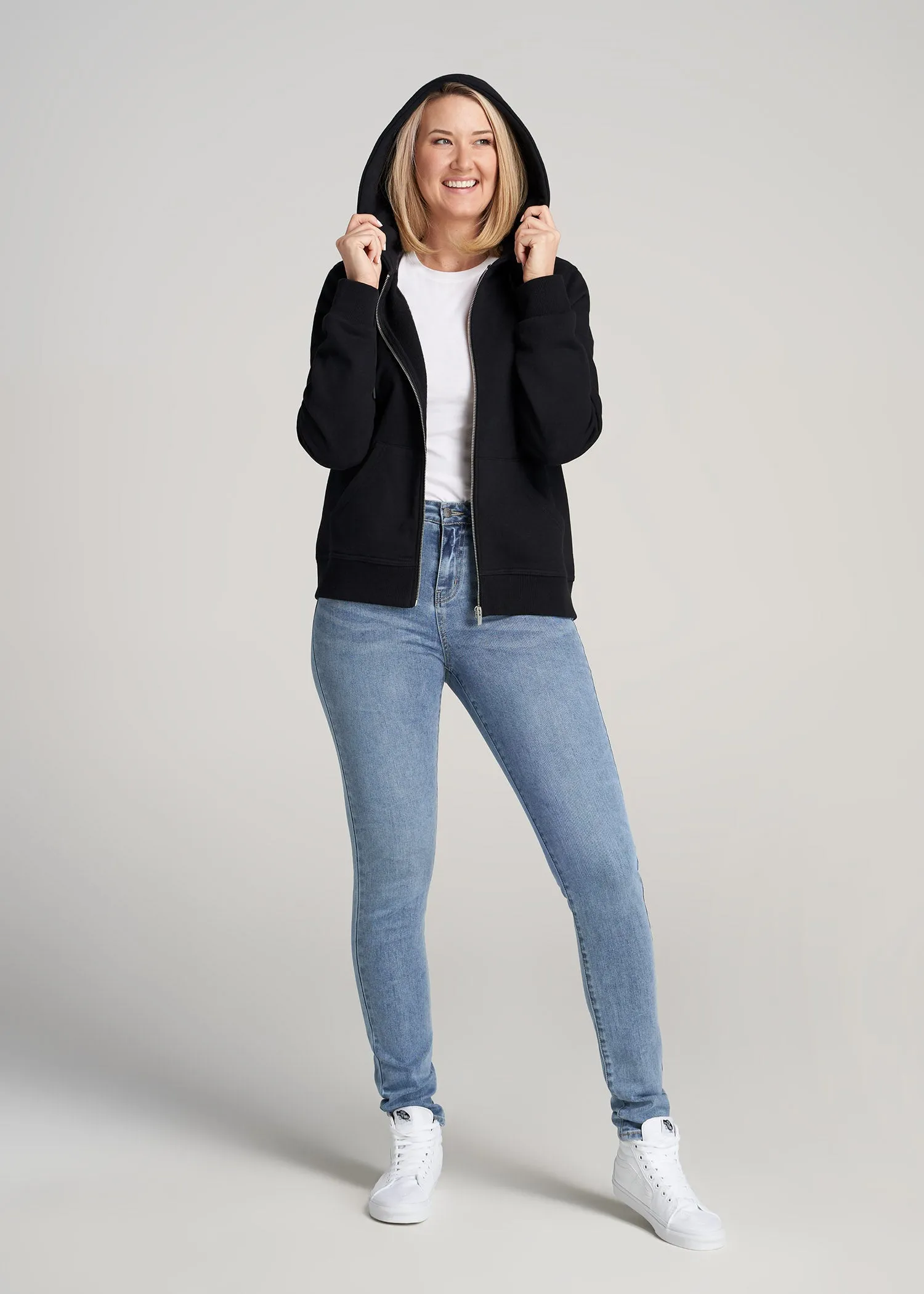 Wearever Fleece Full-Zip Women's Tall Hoodie in Black