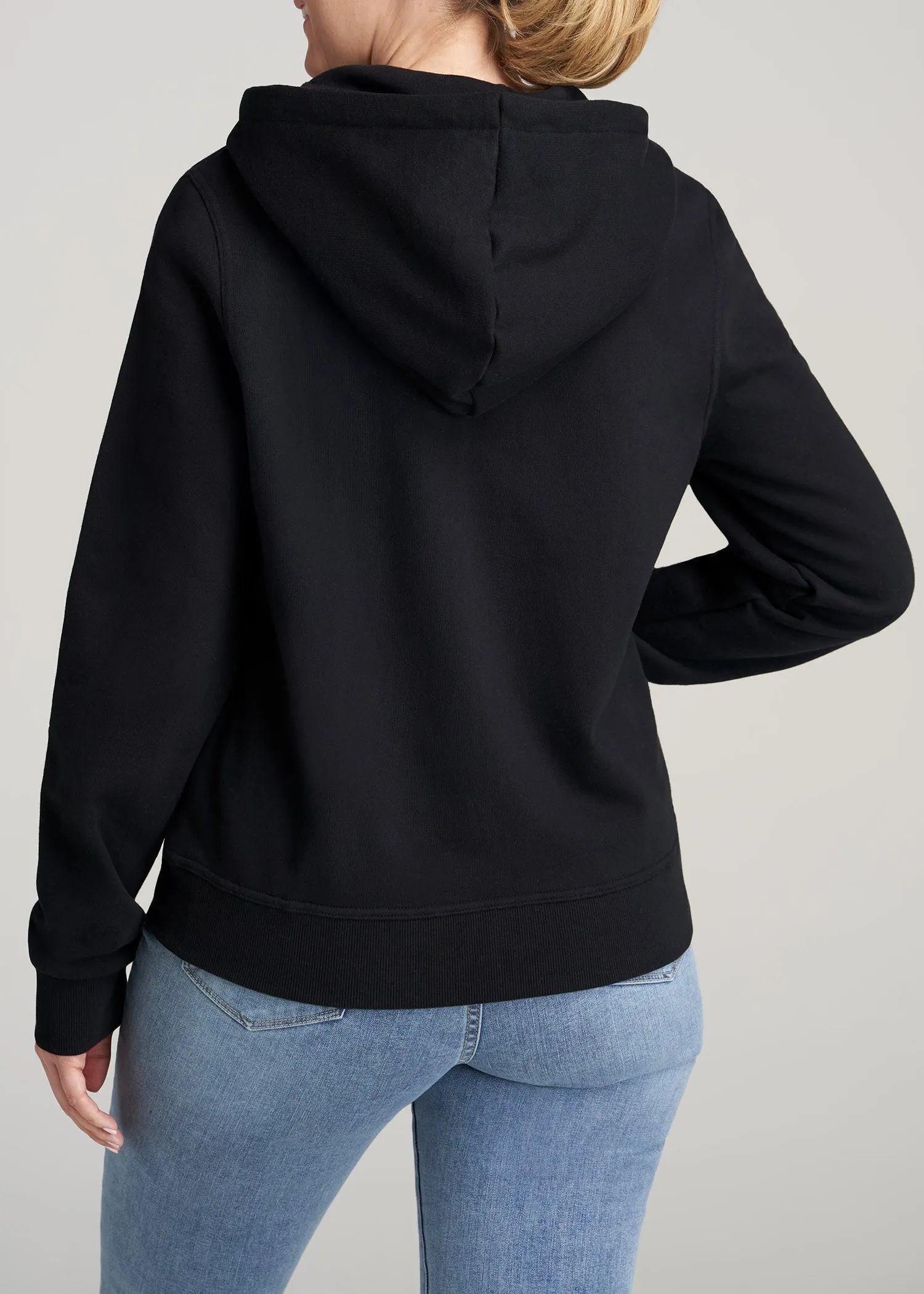 Wearever Fleece Full-Zip Women's Tall Hoodie in Black