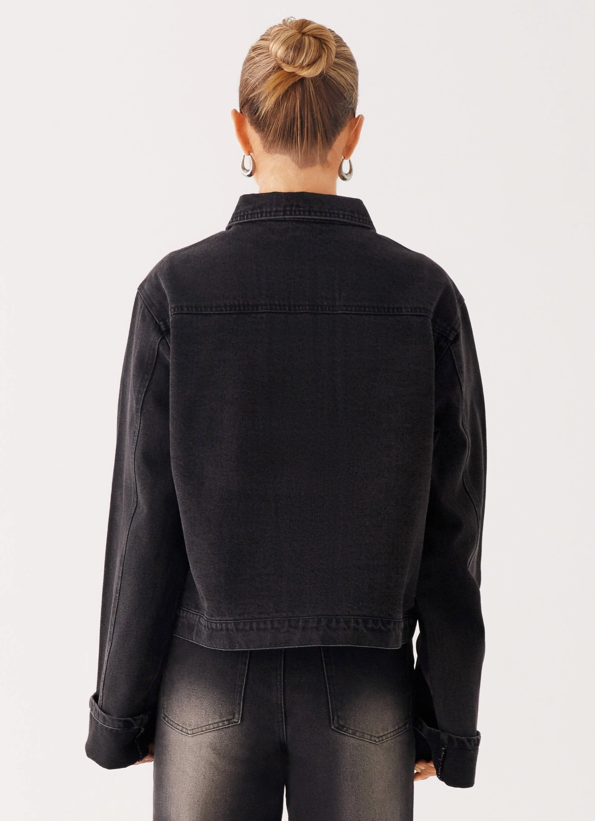 Seamless construction Back Again Oversized Denim Jacket - Charcoal Wash