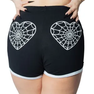 Web Heart White Womens Running Shorts