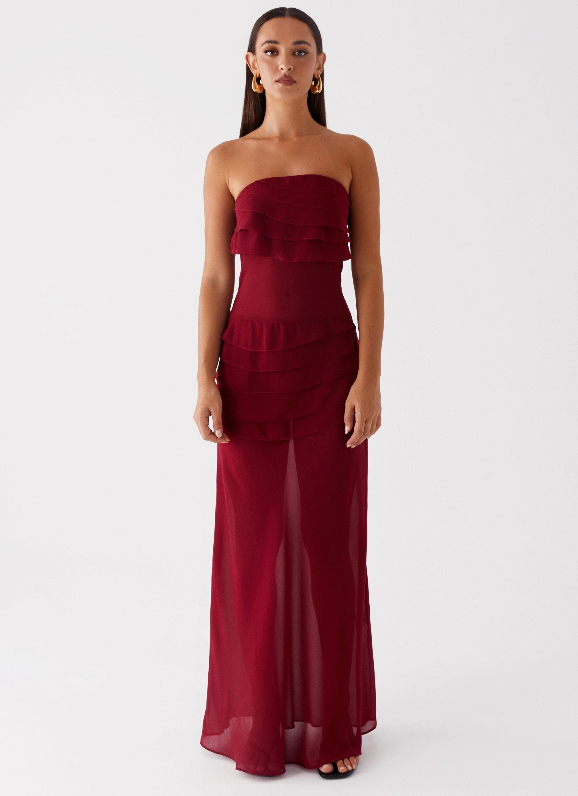 Into The Night Maxi Dress - Cherry Red Daily Casual