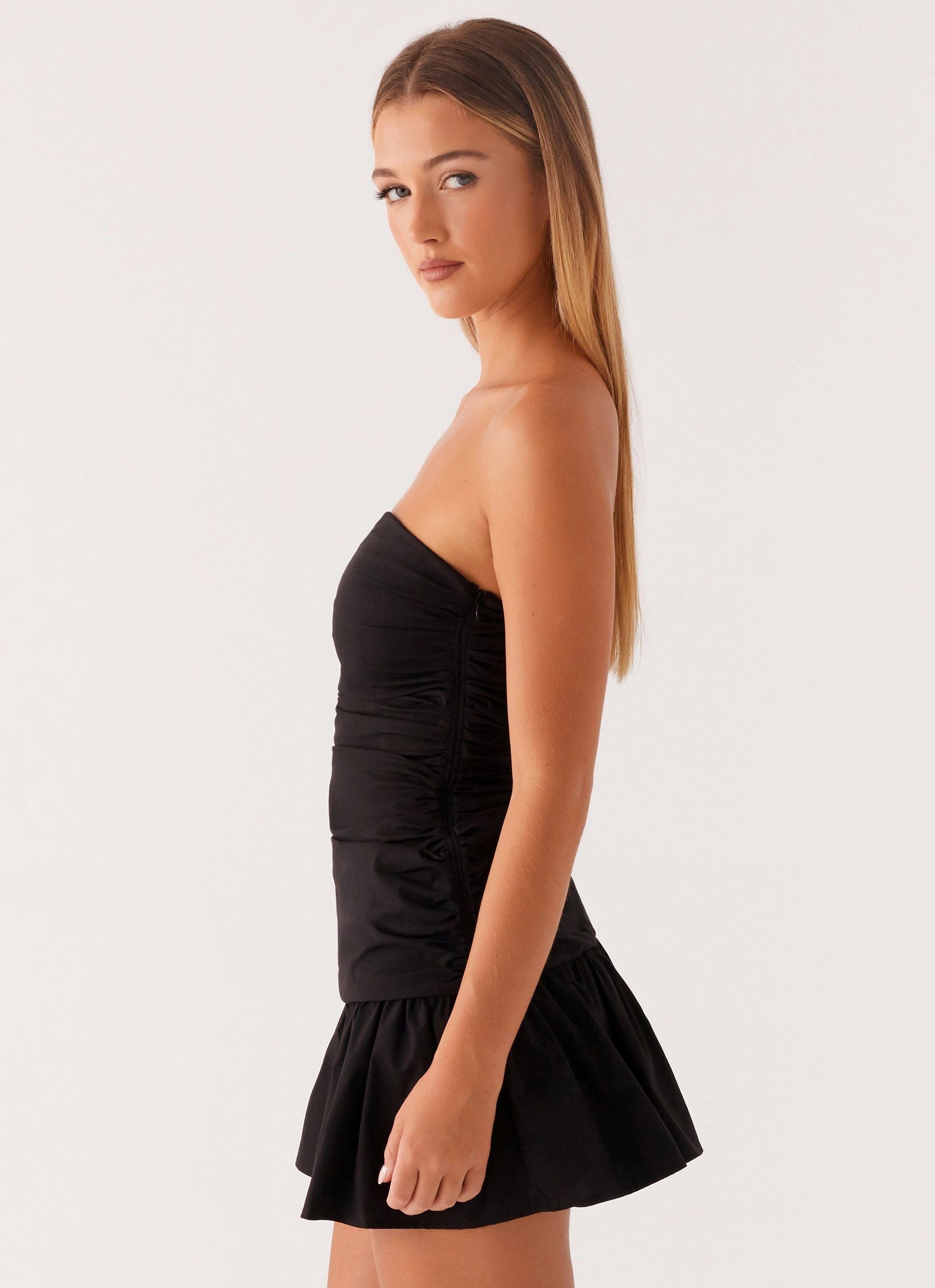 Carmel Mini Dress - Black Balloon-Sleeve