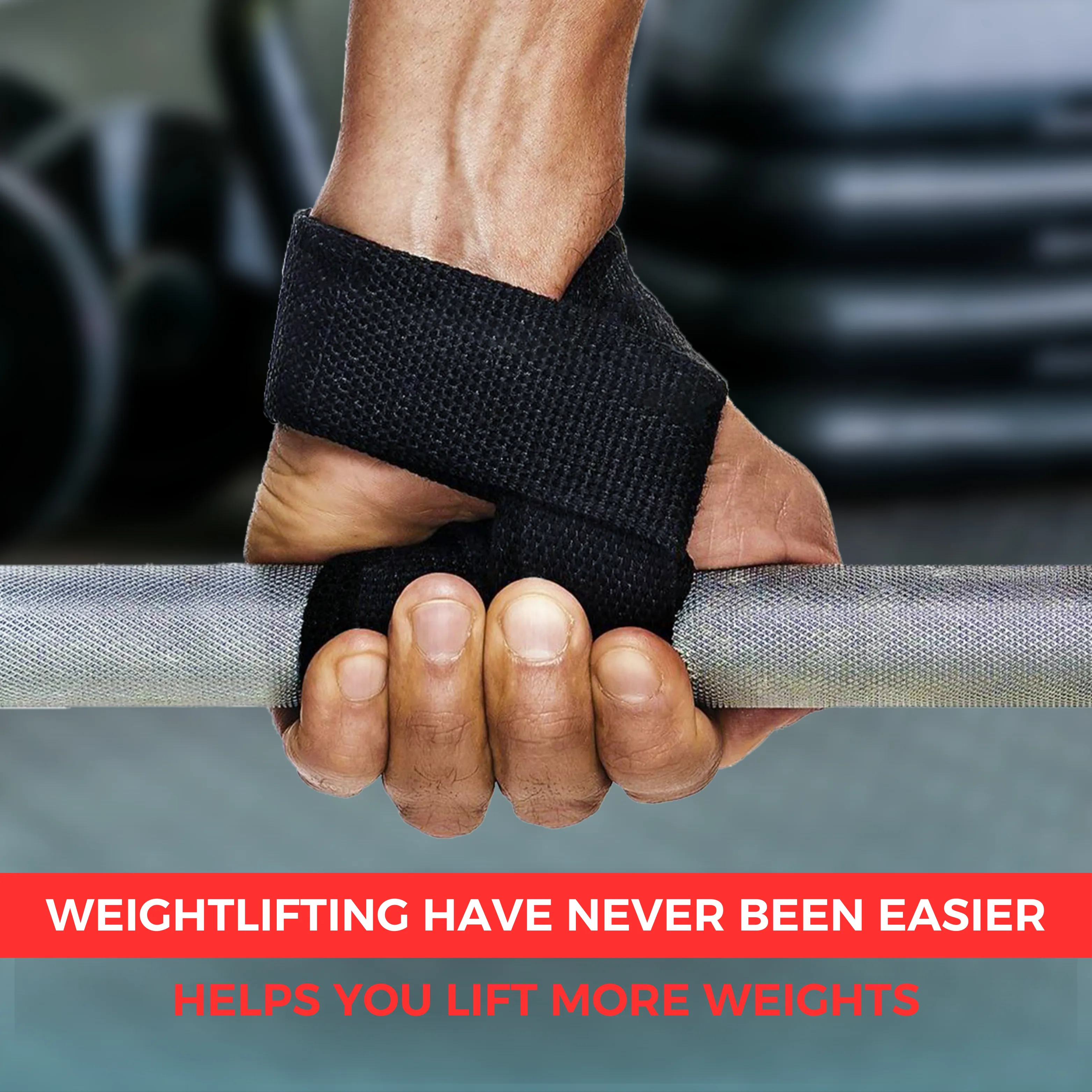 Weight Lifting Straps, Powerlifting Deadlifting, Anti Slip 60CM Hand Bar Grip, 5MM Neoprene Wrist Support, for Heavy Duty Bodybuilding