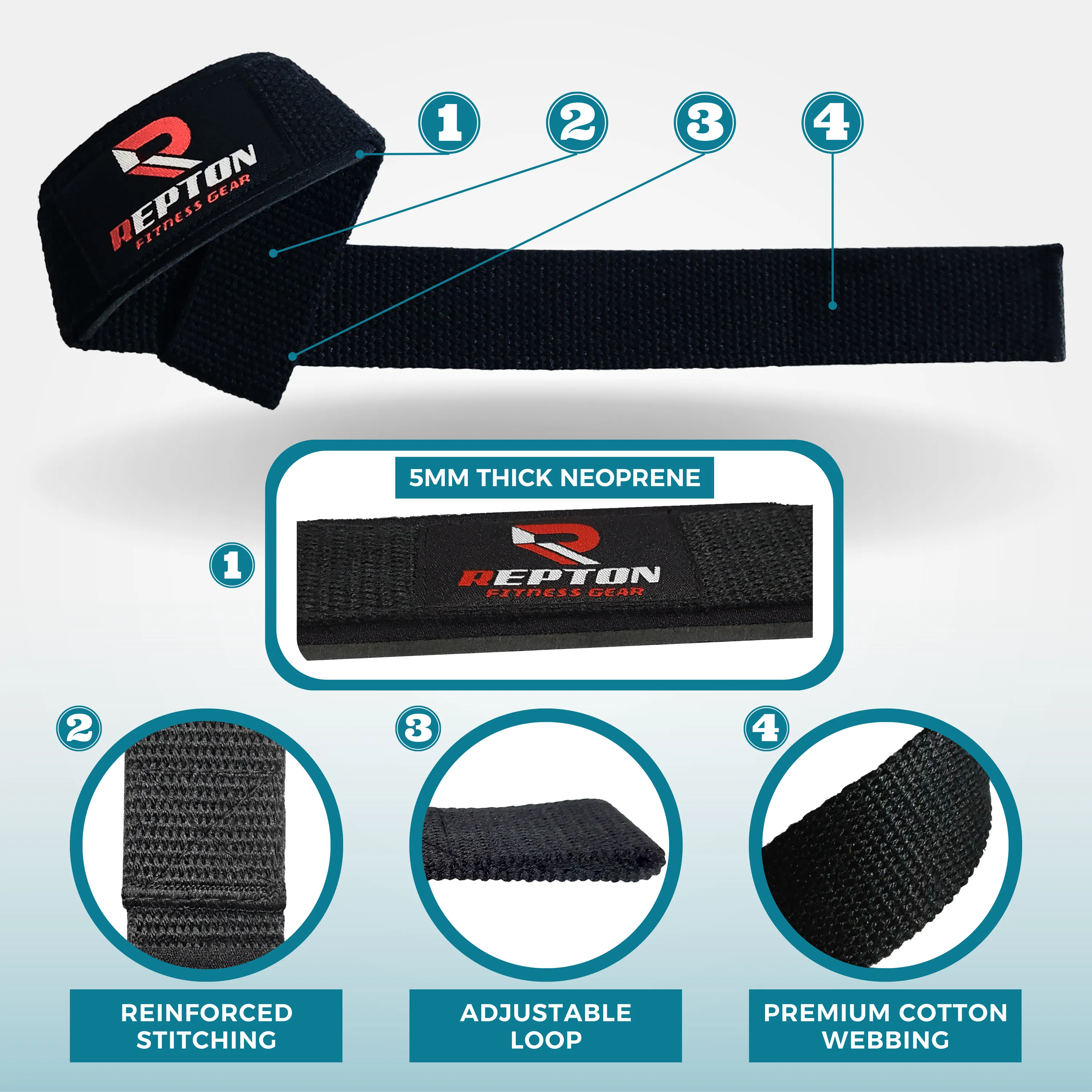 Weight Lifting Straps, Powerlifting Deadlifting, Anti Slip 60CM Hand Bar Grip, 5MM Neoprene Wrist Support, for Heavy Duty Bodybuilding
