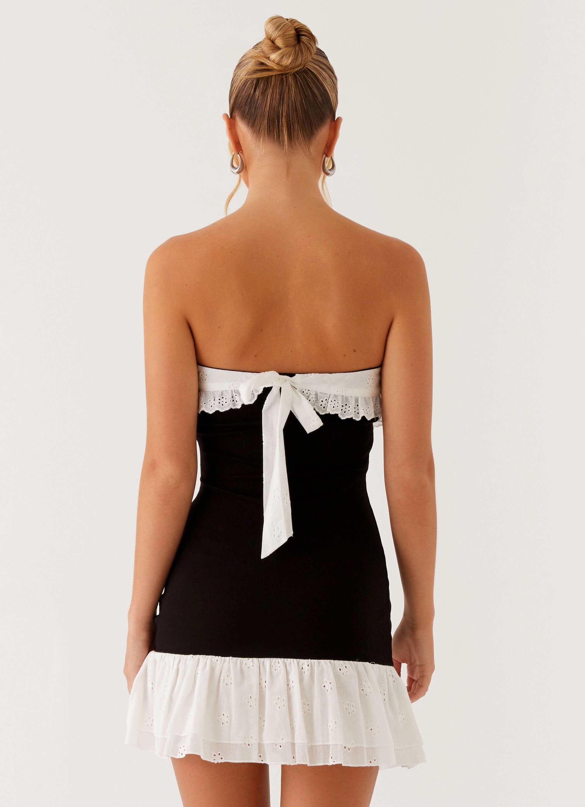 Fran Broderie Mini Dress - Black Full Coverage