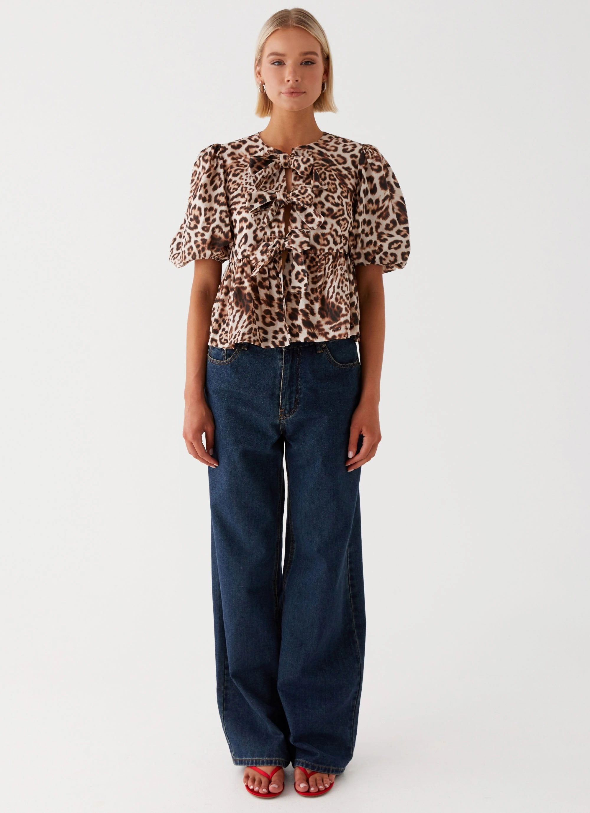 CrossGrain Fabric AllDay Comfort Tech Western Wind Tie Top - Leopard