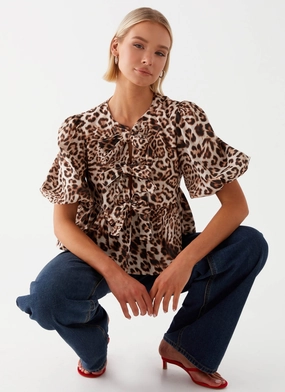 Western Wind Tie Top - Leopard MicrofiberTech