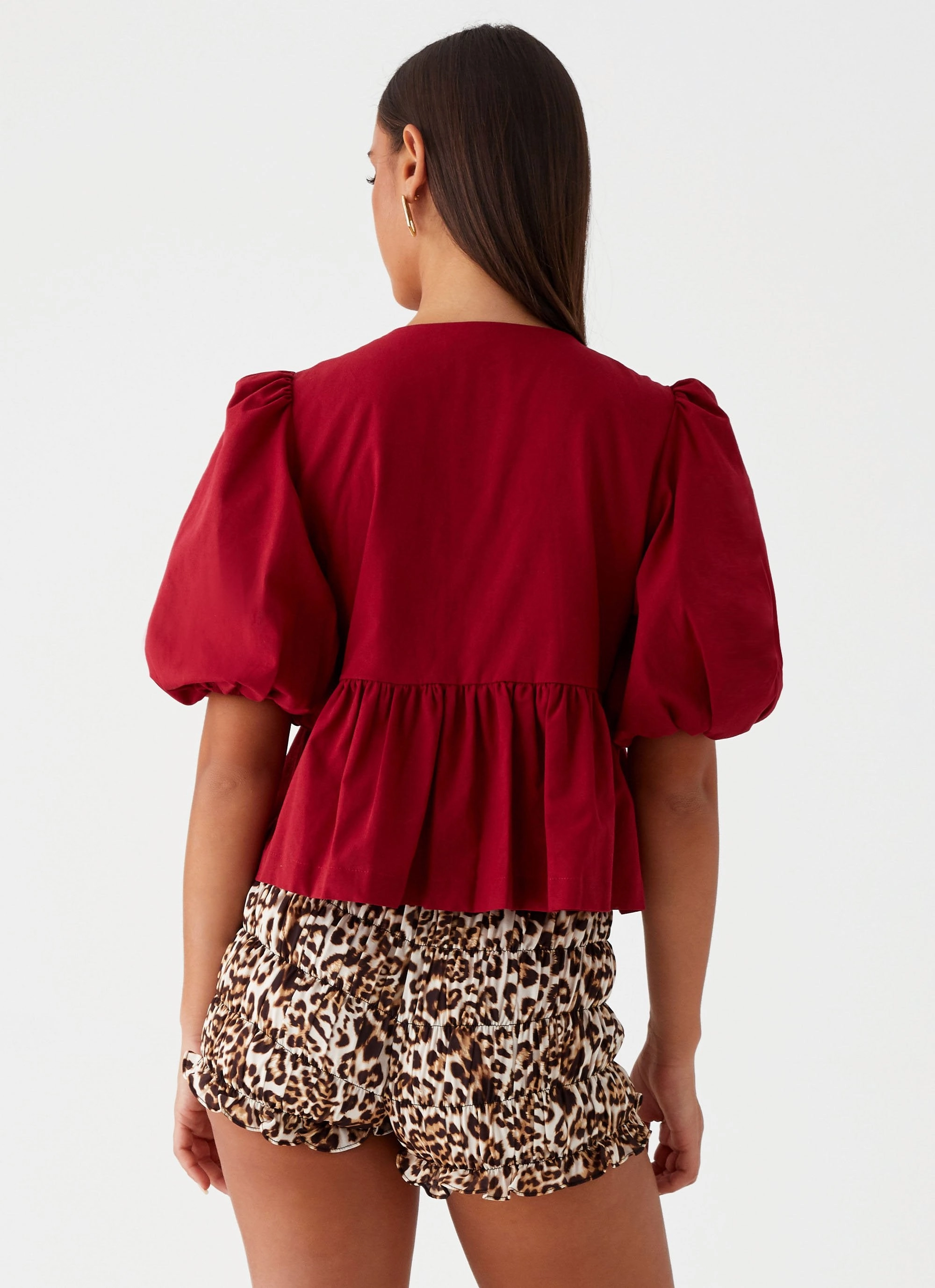 Double Layered Fabric WaterResistantCoating Western Wind Tie Top - Maroon