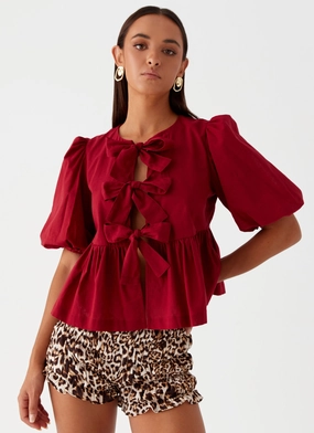 Western Wind Tie Top - Maroon ZeroWaste Pattern