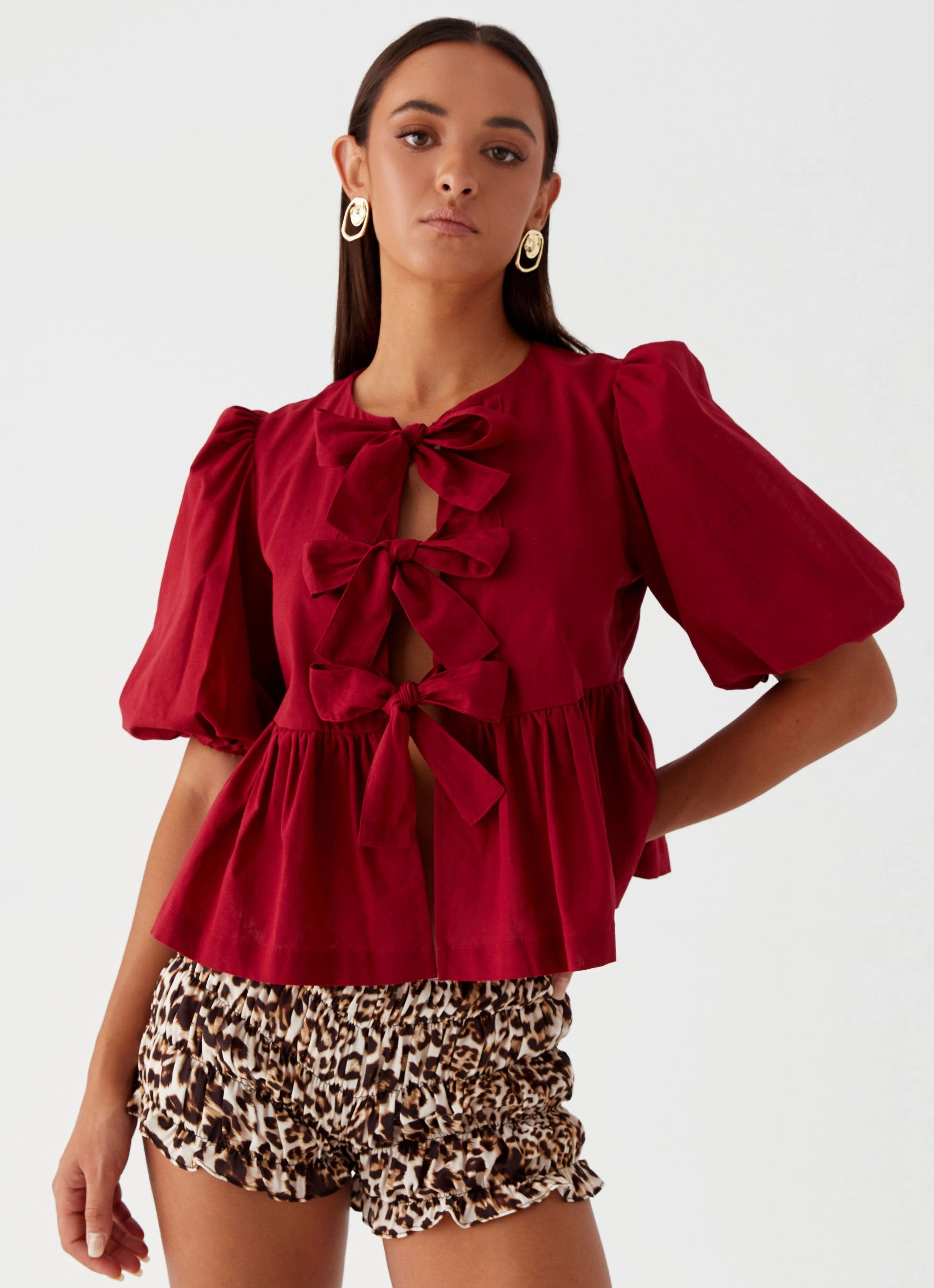 Western Wind Tie Top - Maroon ZeroWaste Pattern