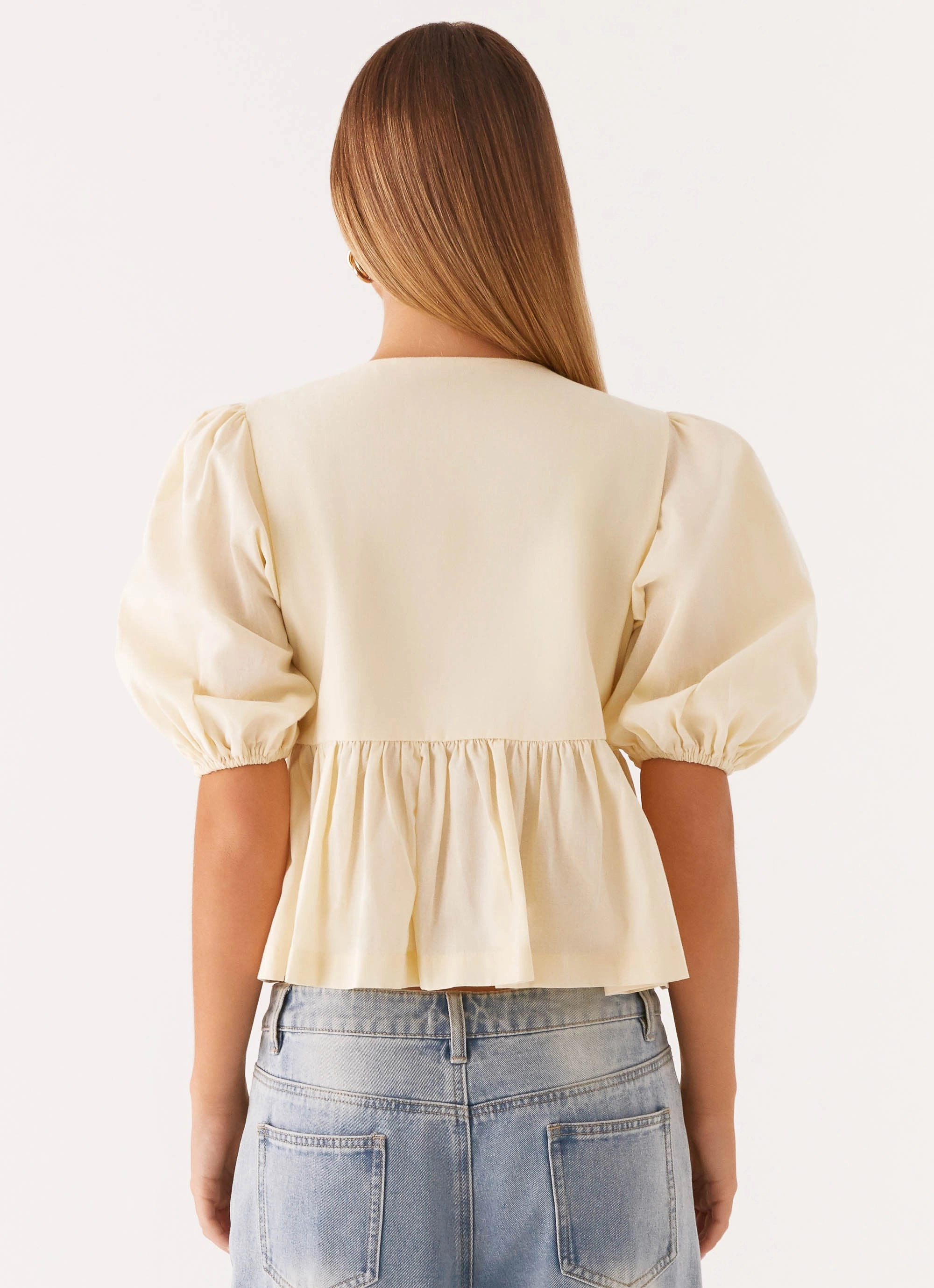 Tailored Seams Western Wind Tie Top - Yellow