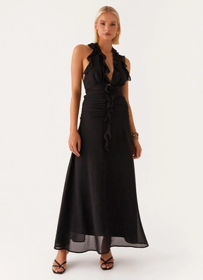 What You Need Frill Maxi Dress - Black Dew Tone Timeless Style Wear