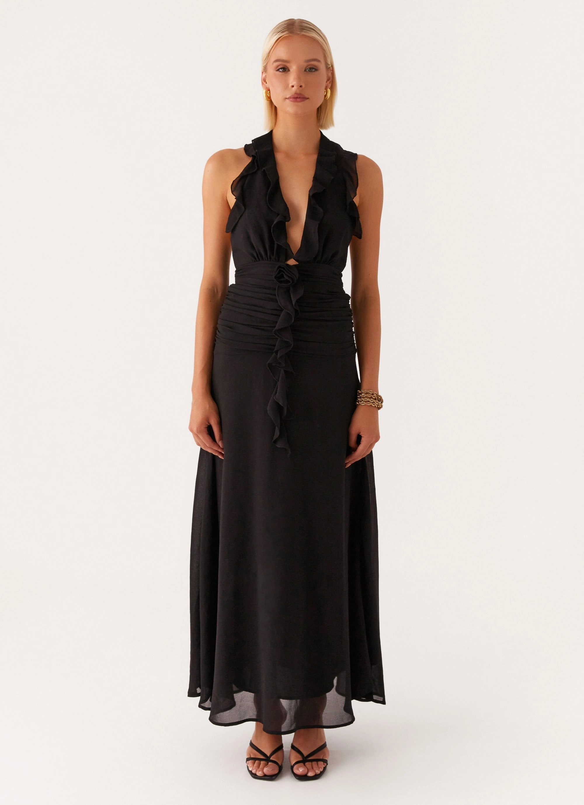 What You Need Frill Maxi Dress - Black Oversized-Fit