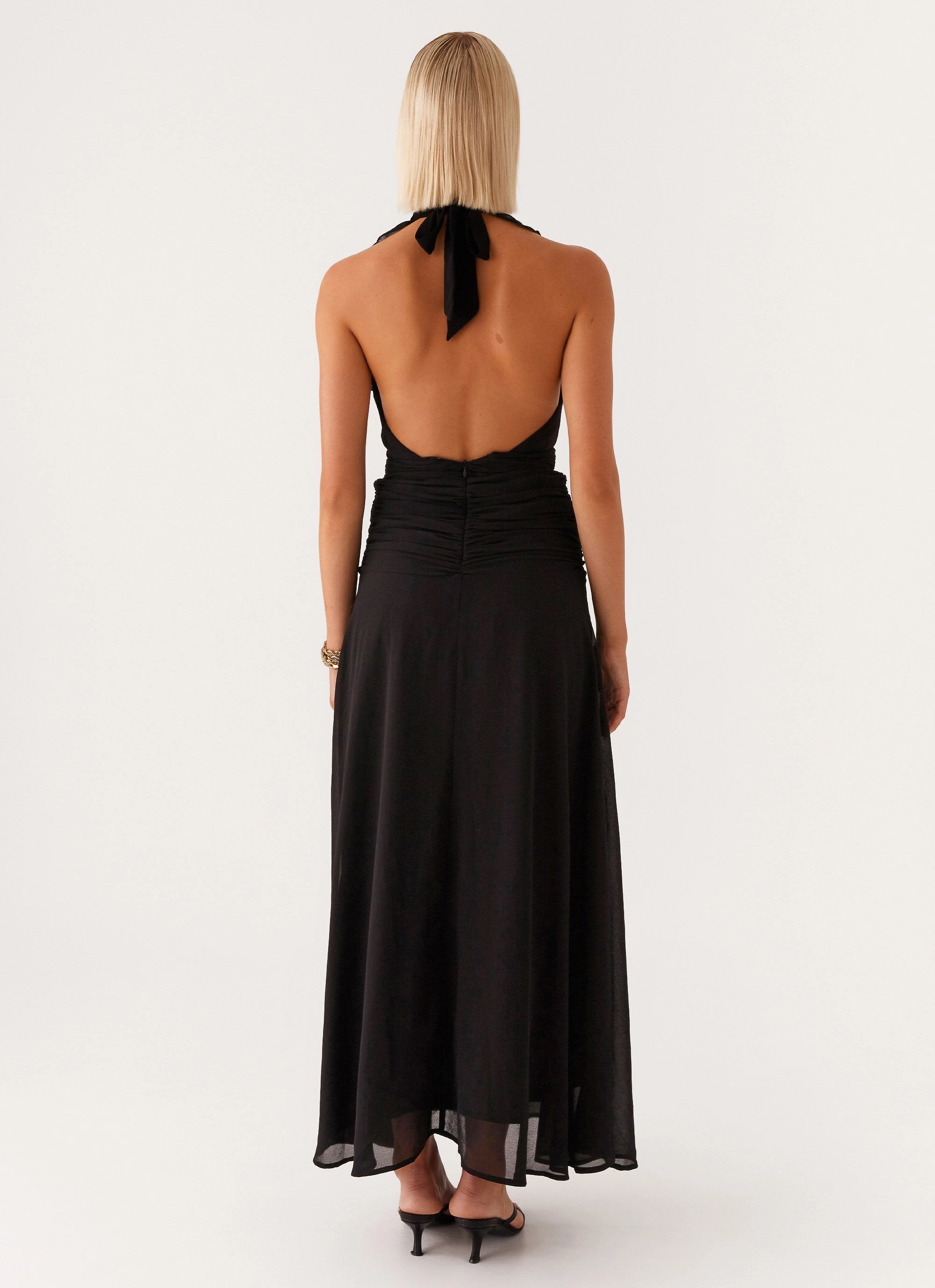 What You Need Frill Maxi Dress - Black Flowy summer gown