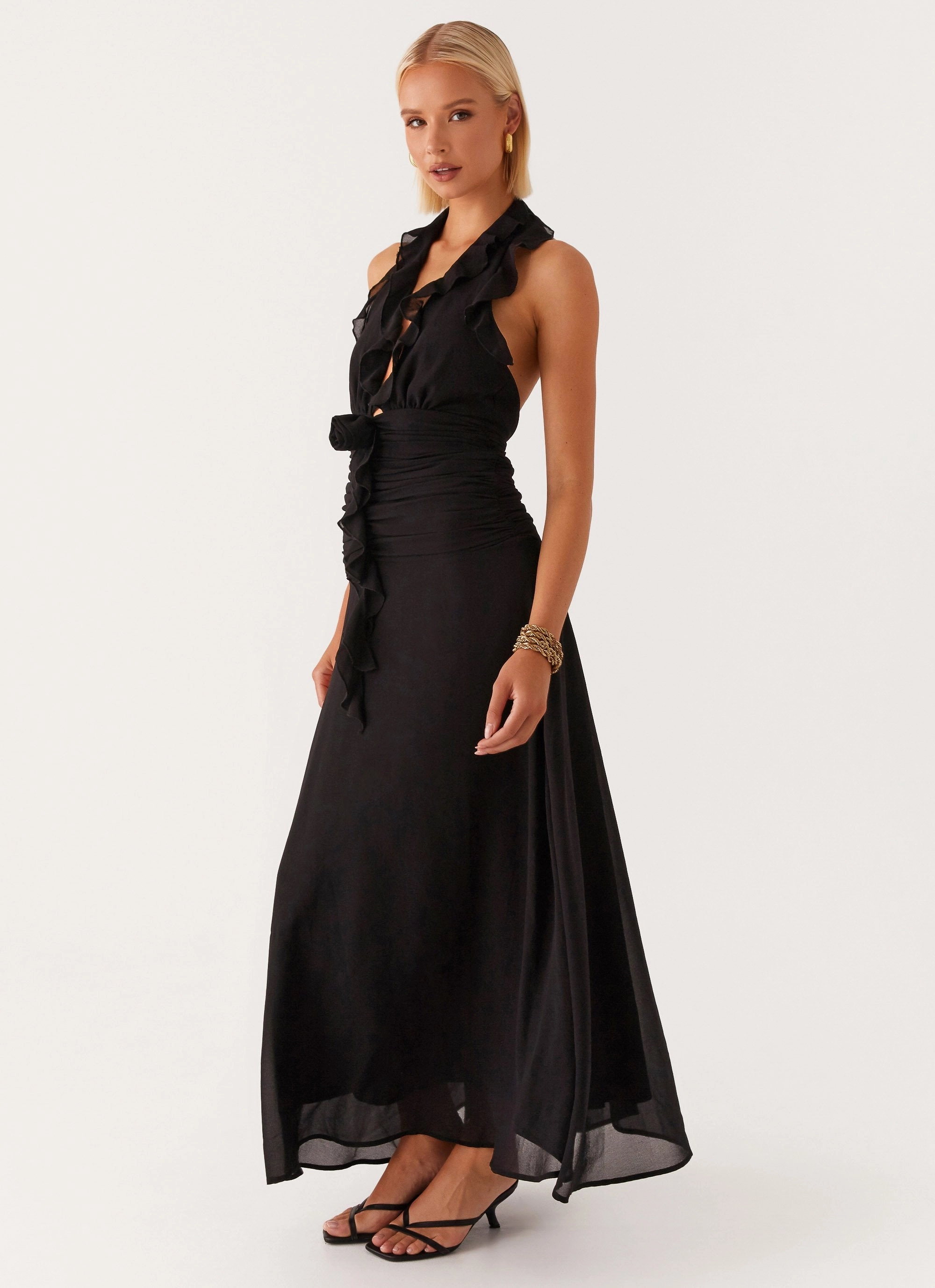 Style focused Sage Glow What You Need Frill Maxi Dress - Black