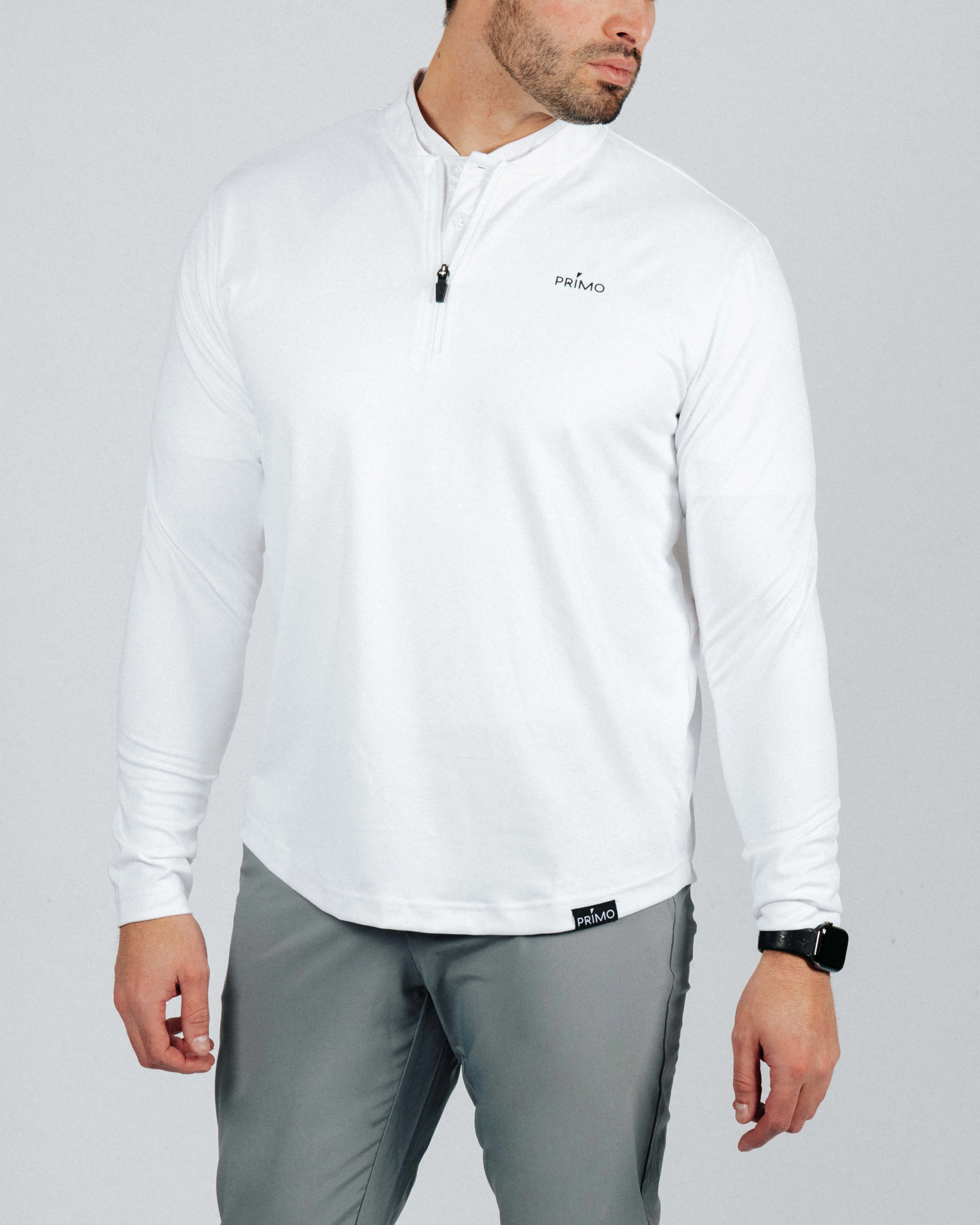Ribbed Collar Design UltraFineMesh White Blade Quarter Zip