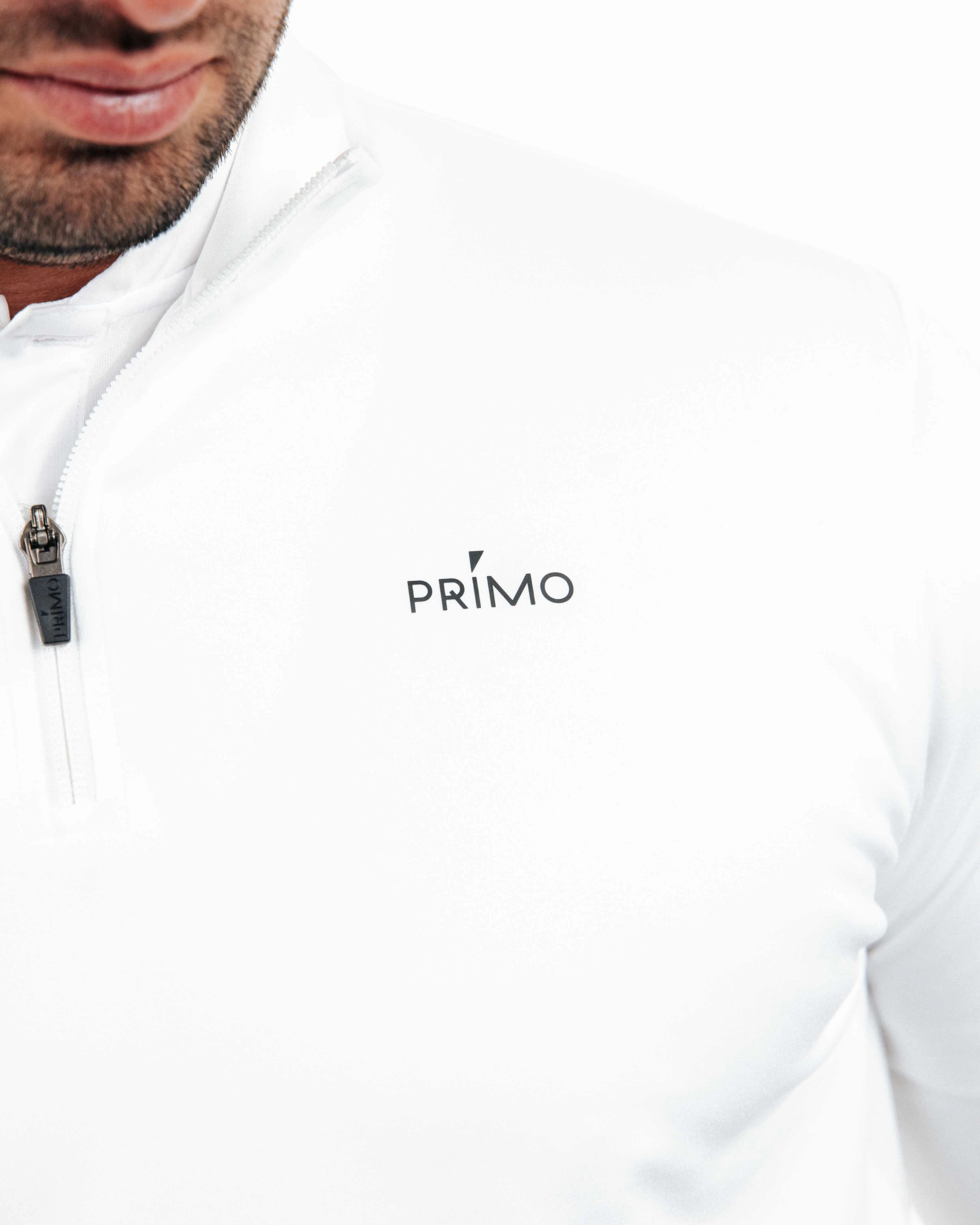 White Classic Quarter Zip Microfiber Technology