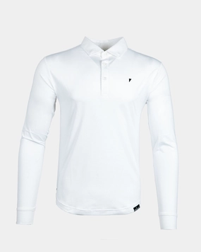 White Long Sleeve Classic Polo Retro design Relaxed Top