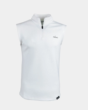 Layered Hem Reinforcement Flexible Waistband Adaptation White Quarter Zip Vest