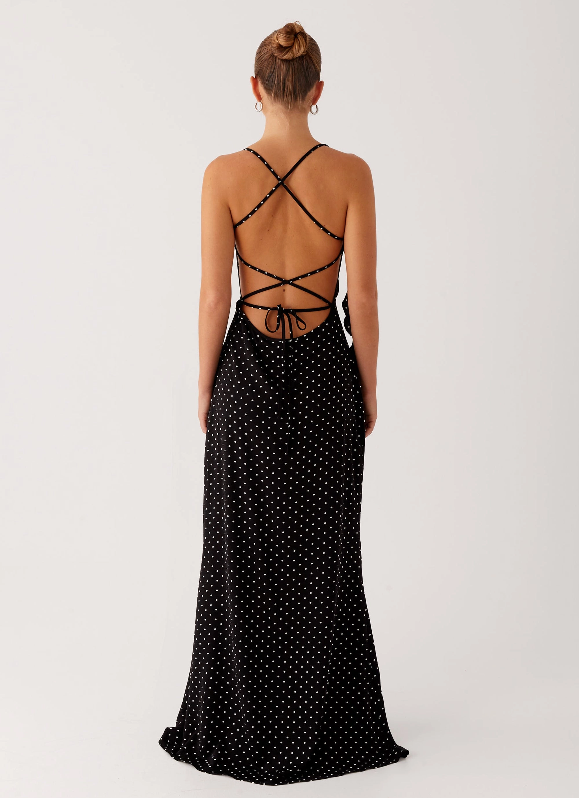 Fashionable Comfort Wear Soft Shape Purely Maxi Dress - Black Polka Dot
