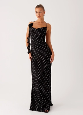 Modern Layering Bright Vibe Purely Maxi Dress - Black Polka Dot