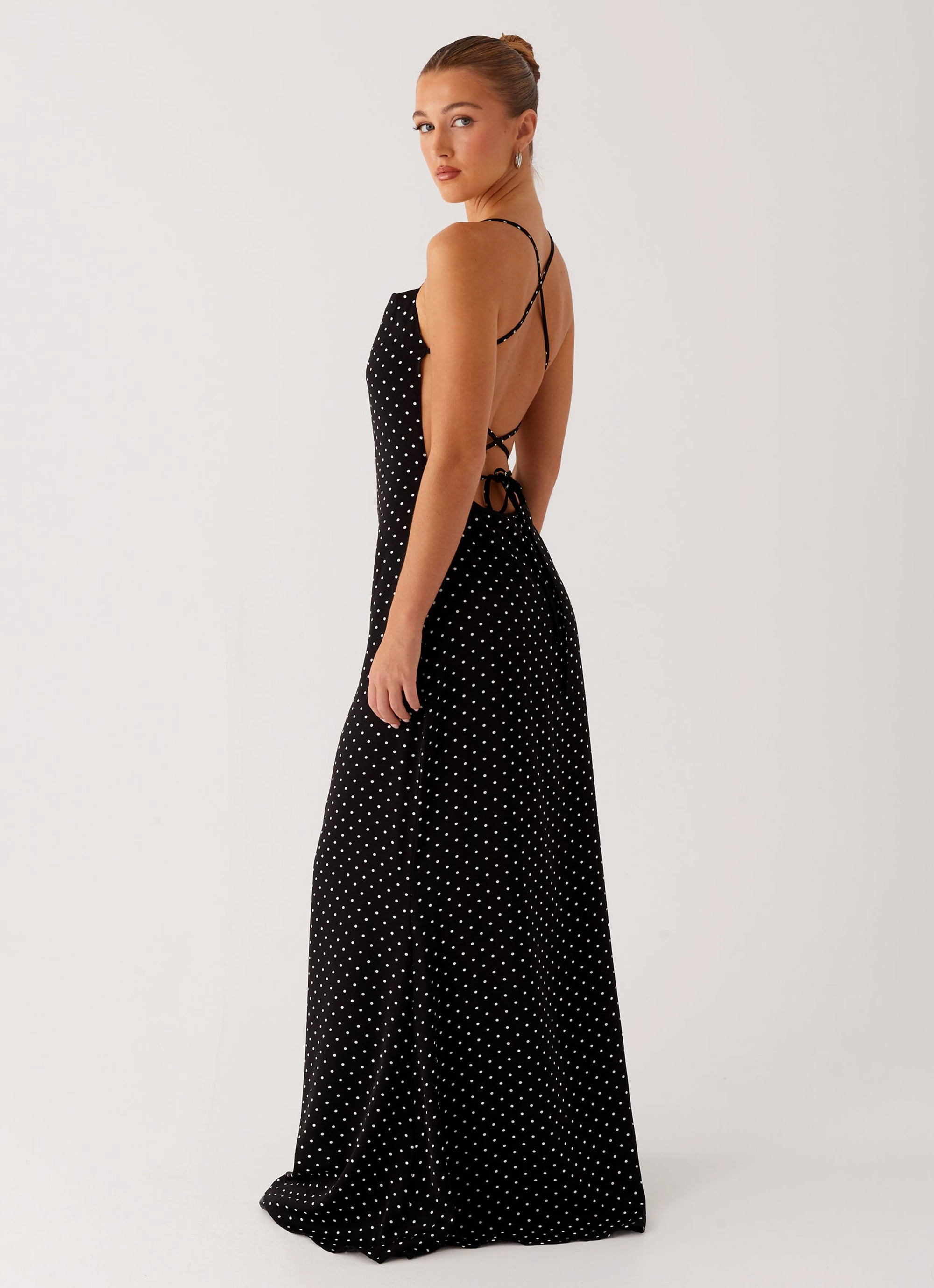 Purely Maxi Dress - Black Polka Dot Chill Vibes Rooftop-Event
