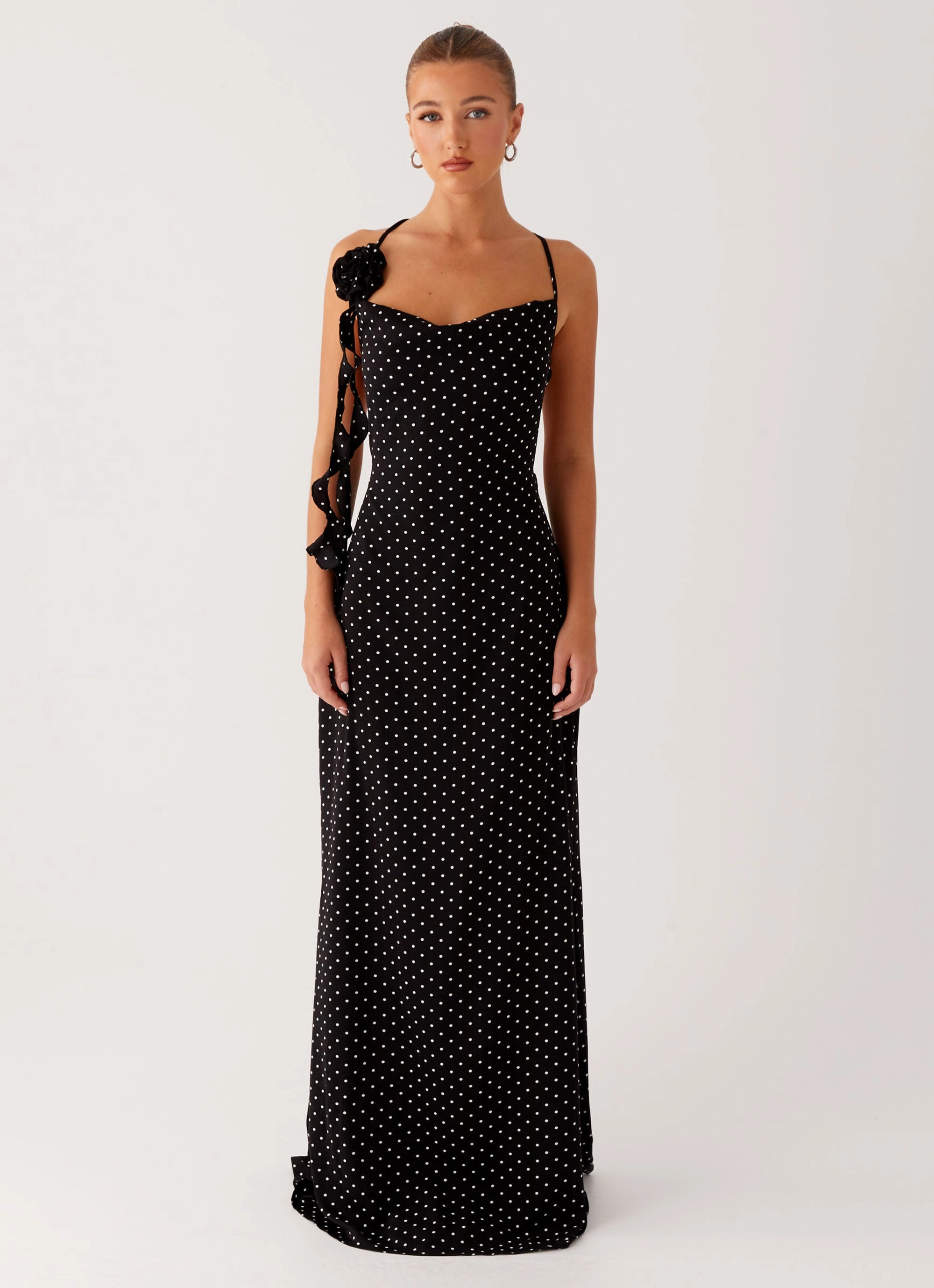 Lounge Vibe Purely Maxi Dress - Black Polka Dot
