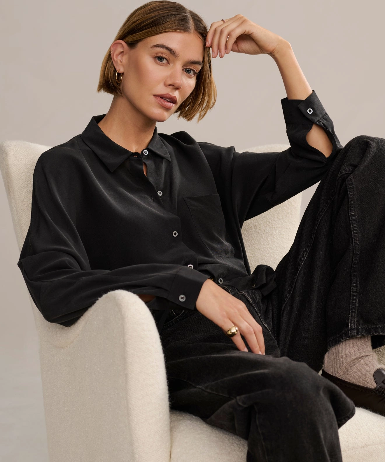Sport Top GarmentWashed Texture Silk Sloane Shirt