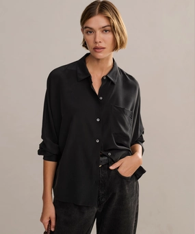 MinimalistCut Drop Shoulder Silhouette Silk Sloane Shirt