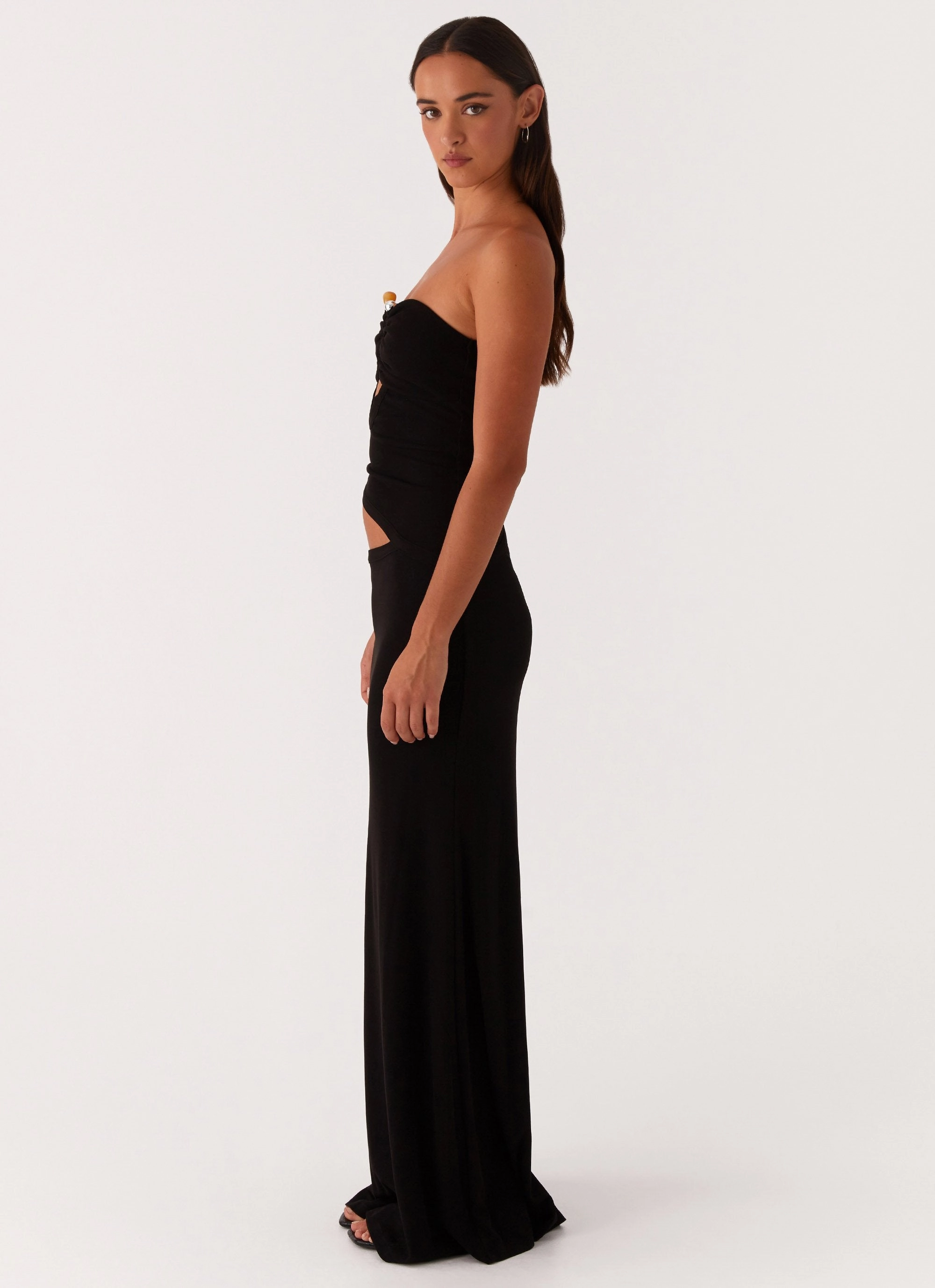 Wild Roses Maxi Dress - Black retro-style Sleek Layer