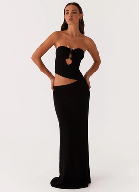 Vacation Vibe Wild Roses Maxi Dress - Black