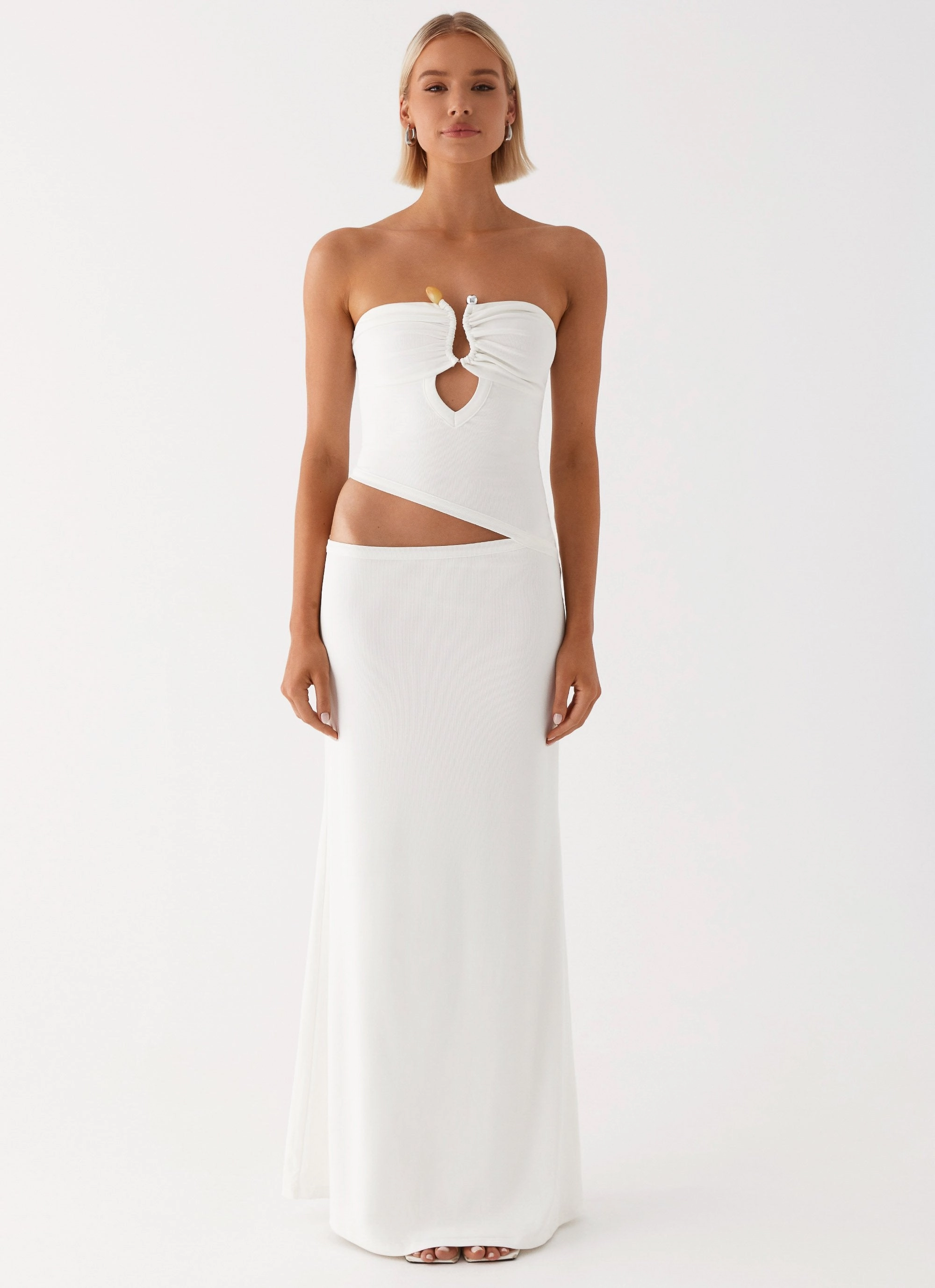 Simple Flow Smart Layer Wild Roses Maxi Dress - White