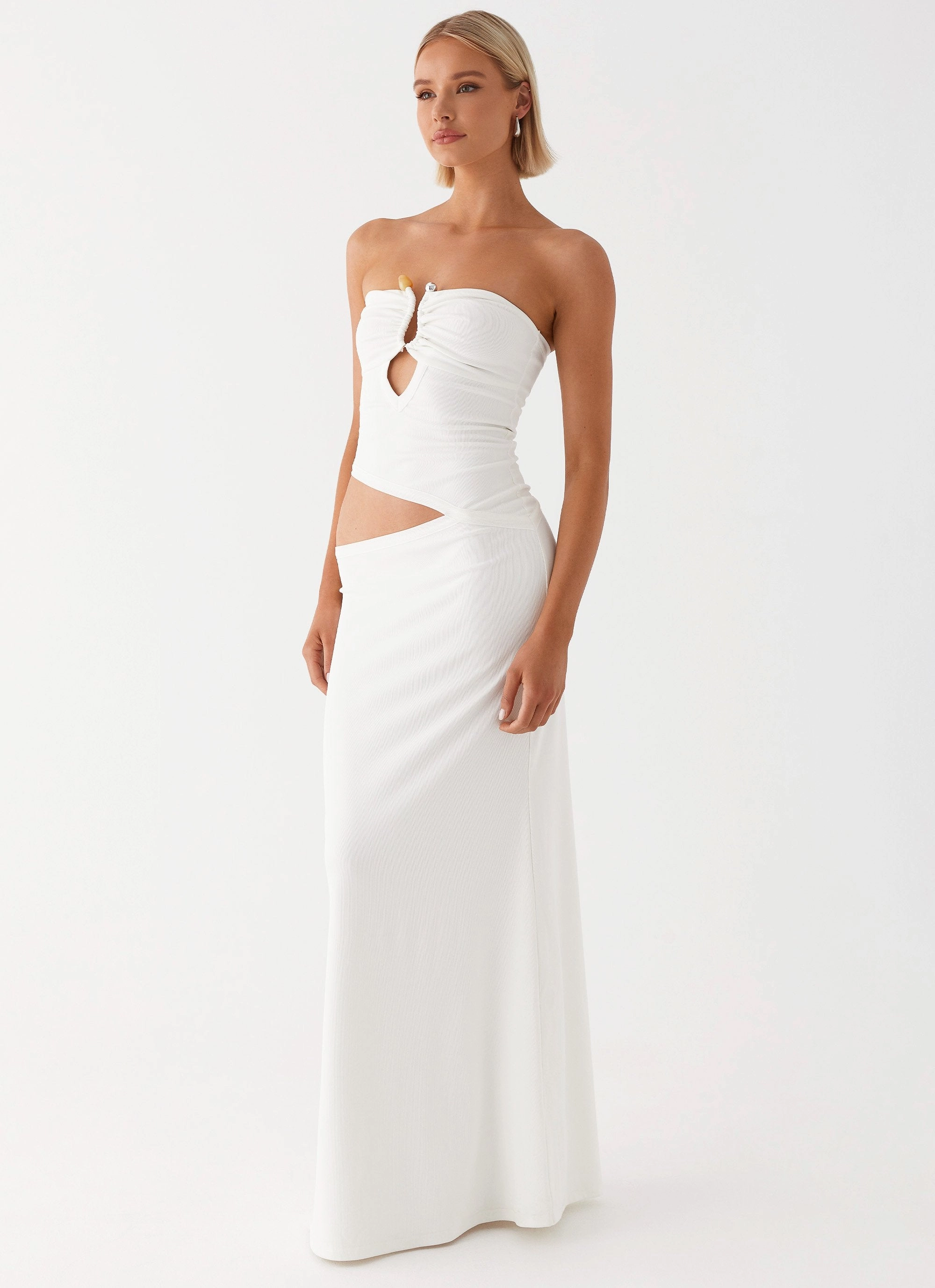 Wild Roses Maxi Dress - White Stylish Design Gentle Shine