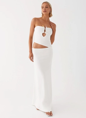 Timeless Fit Perfect Style Wear Wild Roses Maxi Dress - White