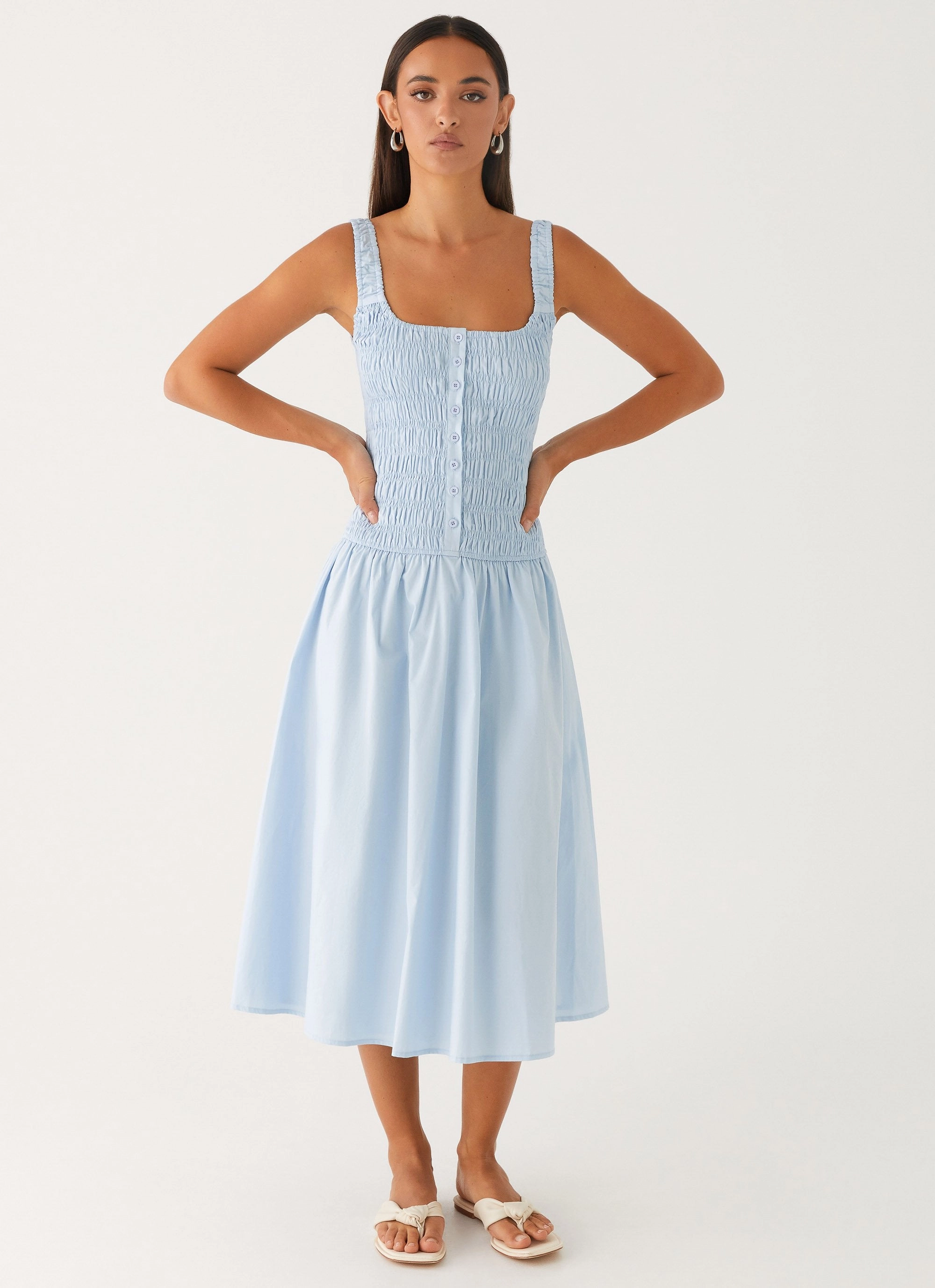 Wildflower Midi Dress - Blue Lightweight Fit