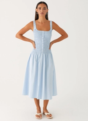 Wildflower Midi Dress - Blue Lightweight Fit