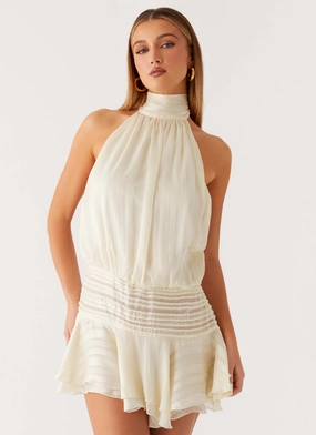 Willow Chiffon Mini Dress - Ivory TearResistantFabric Easy Movement