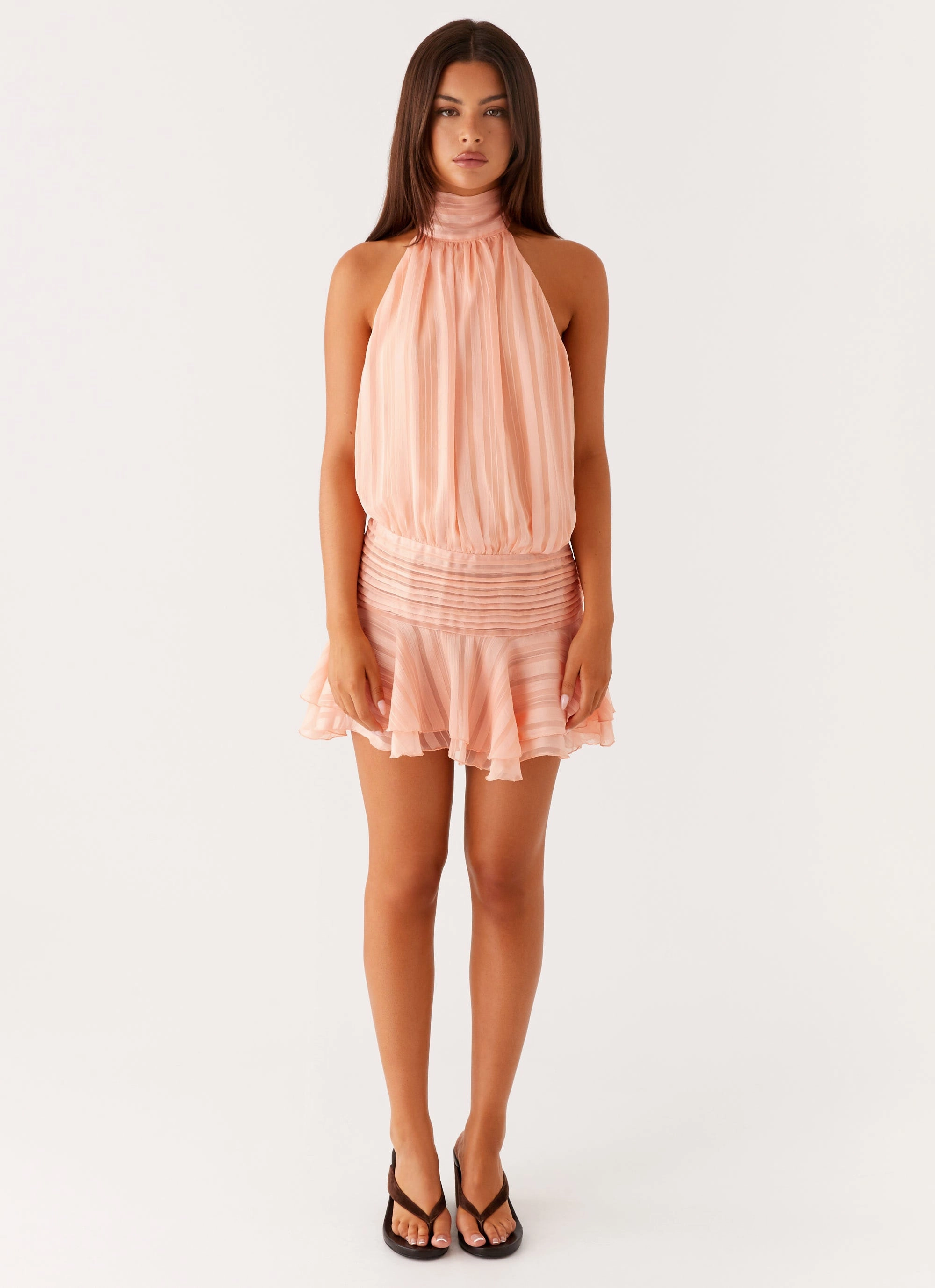 Festival-Ready Bold Statement Willow Chiffon Mini Dress - Orange